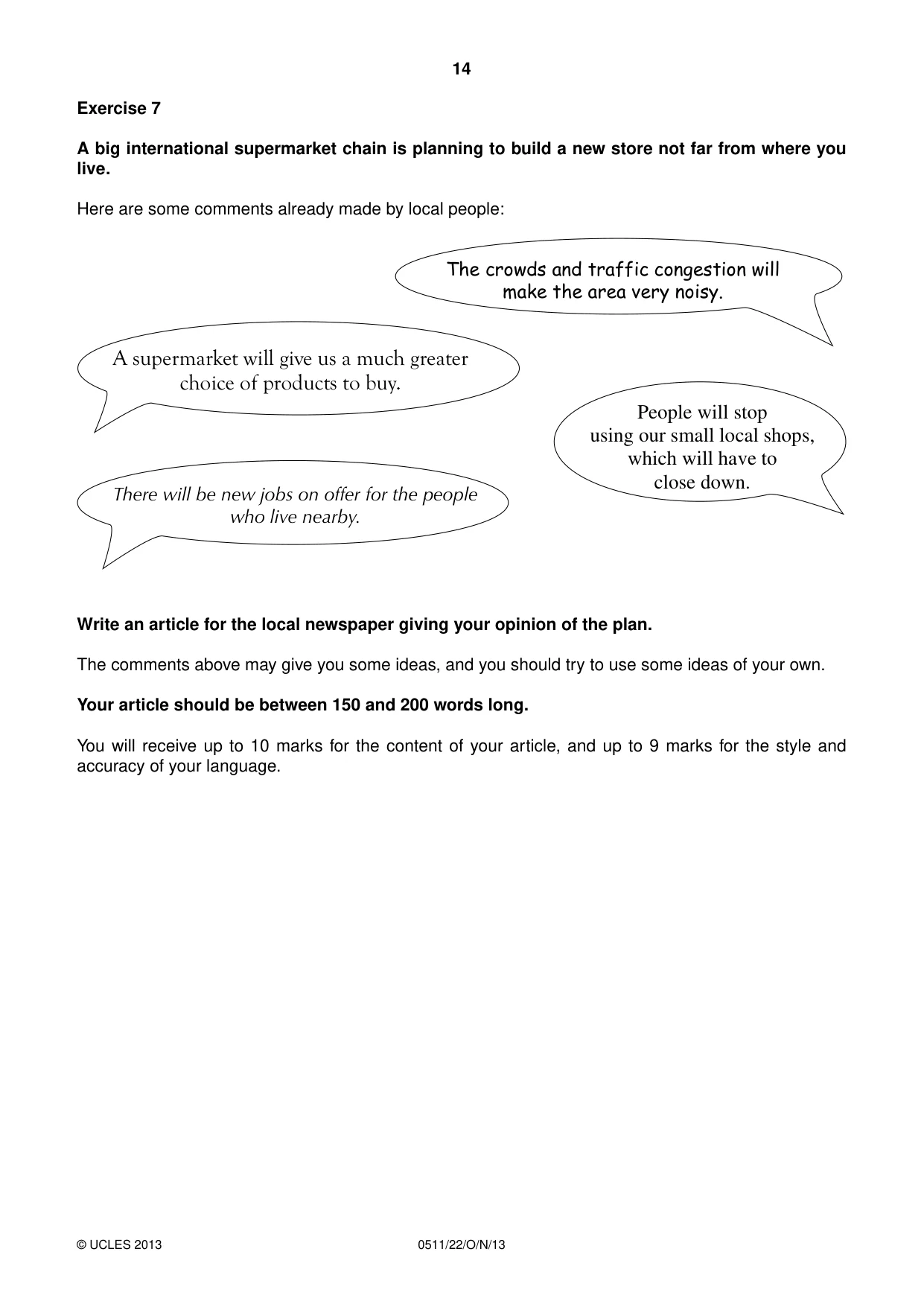 Cambridge IGCSE English - Second Language (count-in oral) 0511 2013 Oct/Nov Paper 2 · Variant 2 question paper, page 14 of 16