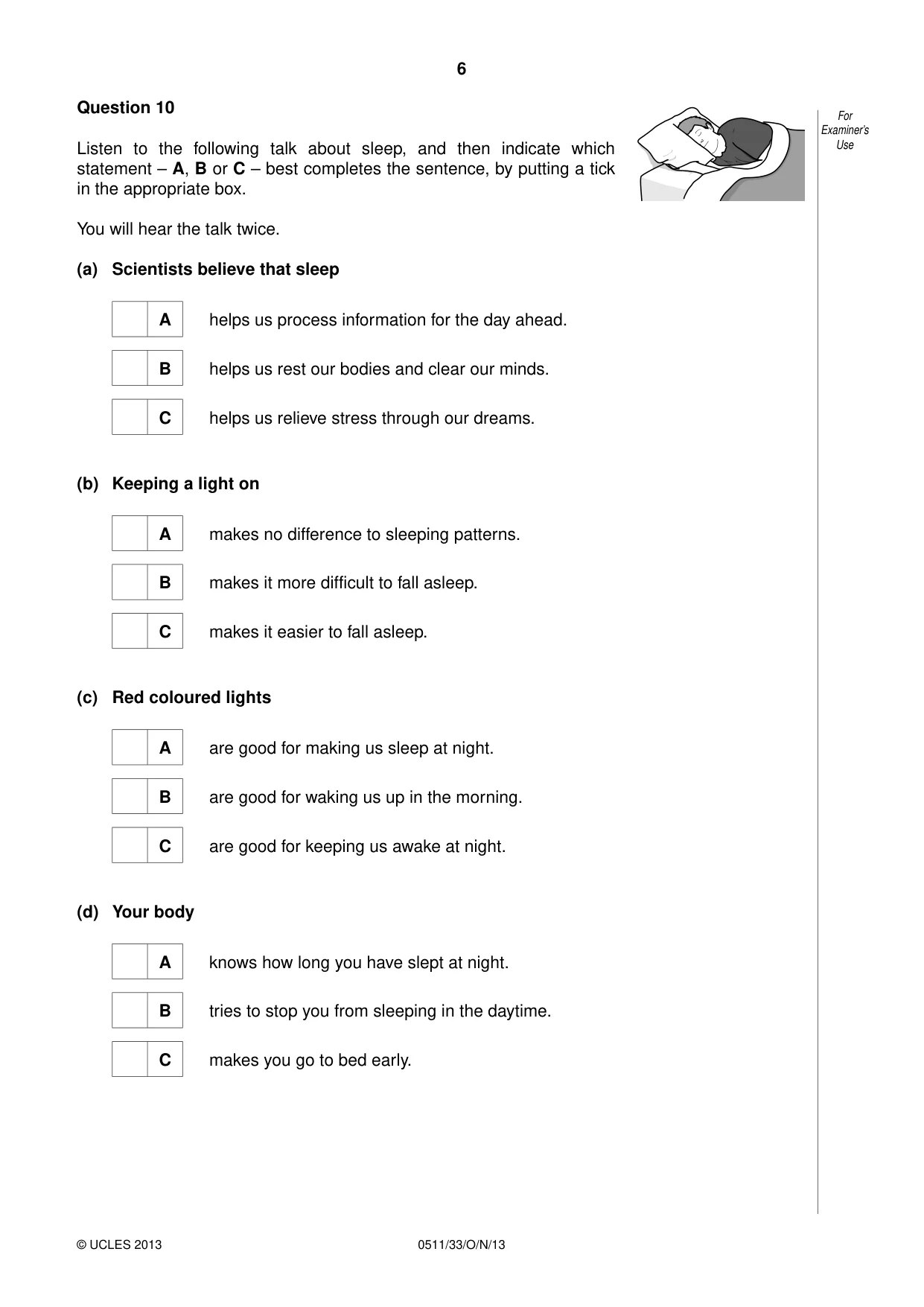 Cambridge IGCSE English - Second Language (count-in oral) 0511 2013 Oct/Nov Paper 3 · Variant 3 question paper, page 6 of 8