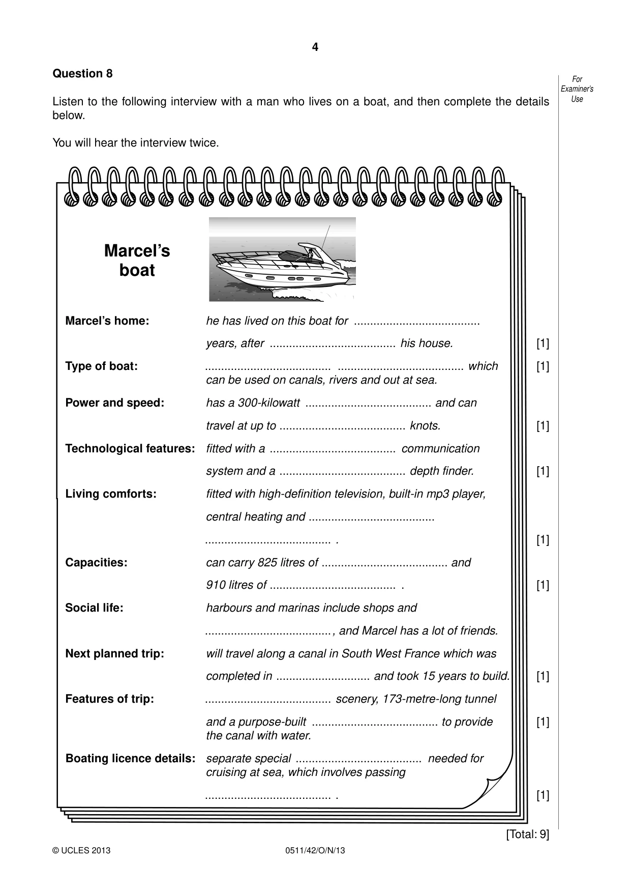 Cambridge IGCSE English - Second Language (count-in oral) 0511 2013 Oct/Nov Paper 4 · Variant 2 question paper, page 4 of 8