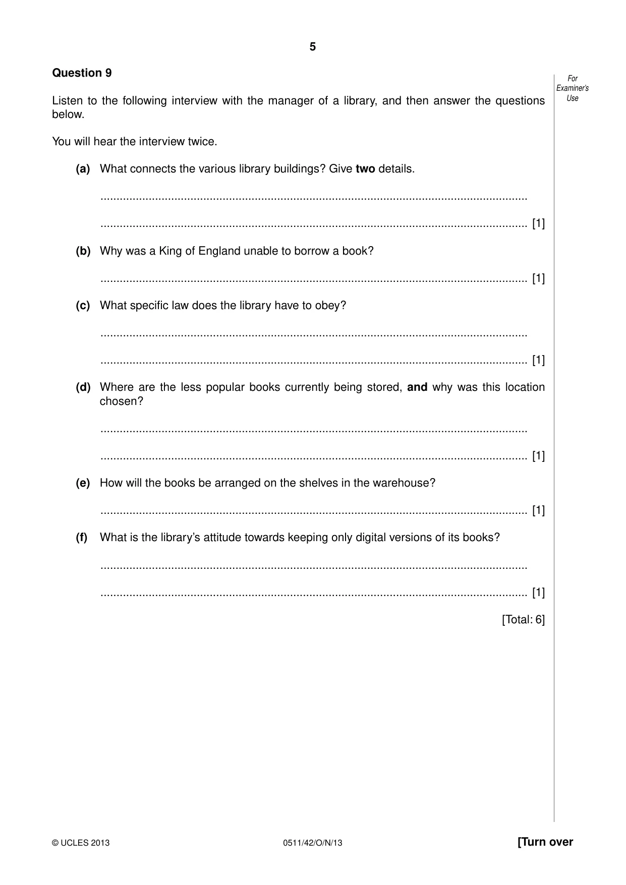 Cambridge IGCSE English - Second Language (count-in oral) 0511 2013 Oct/Nov Paper 4 · Variant 2 question paper, page 5 of 8