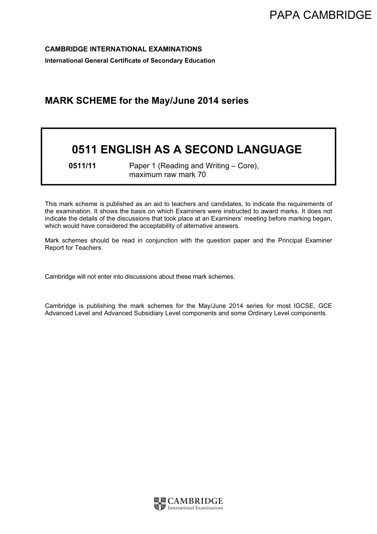 Mark scheme, page 1 of 11