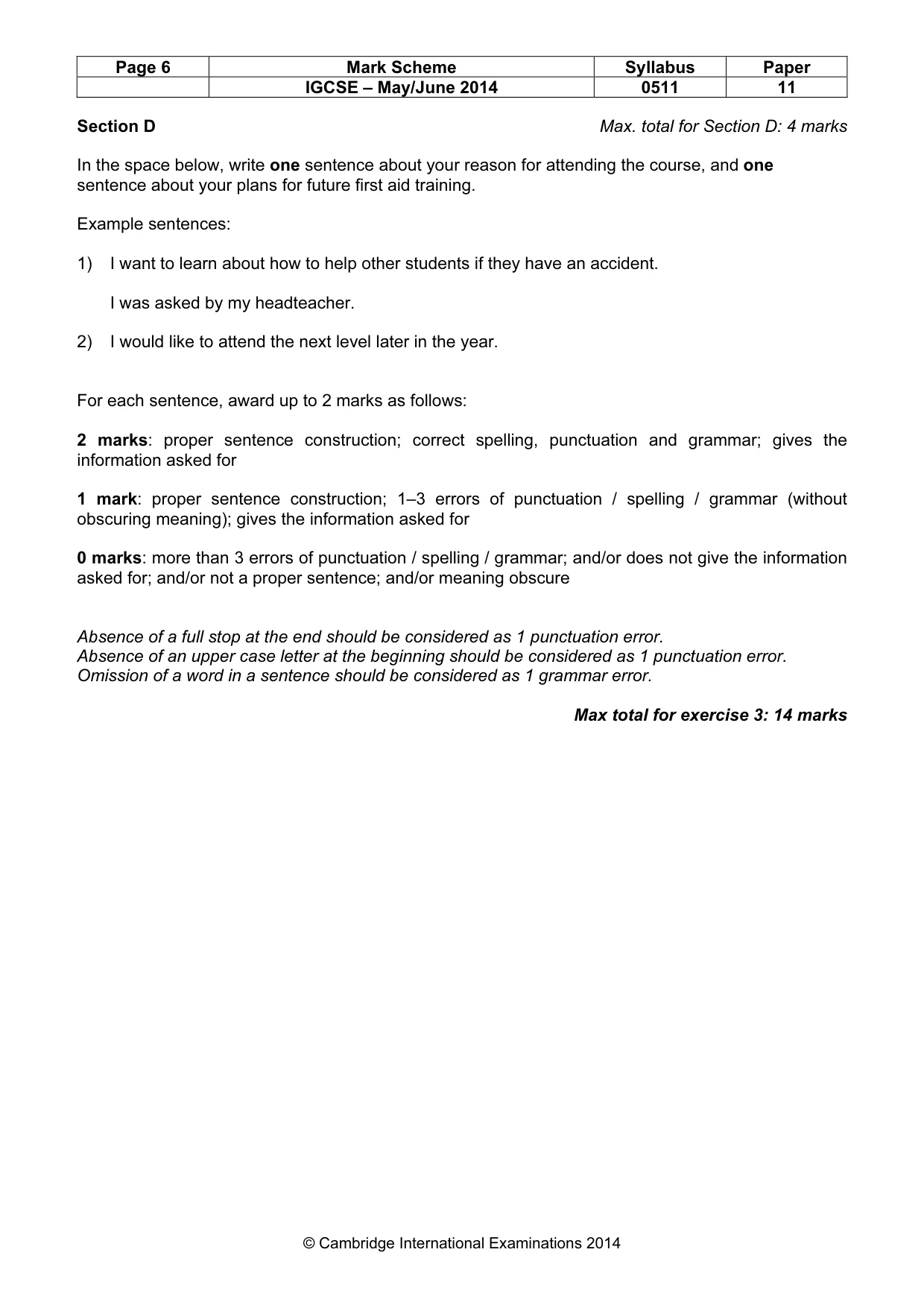 Mark scheme, page 6 of 11