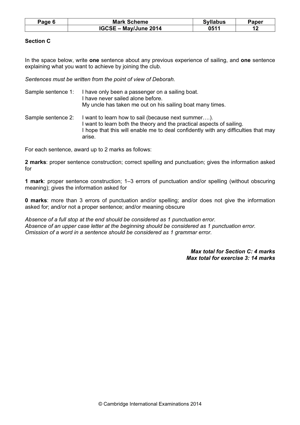 Mark scheme, page 6 of 11