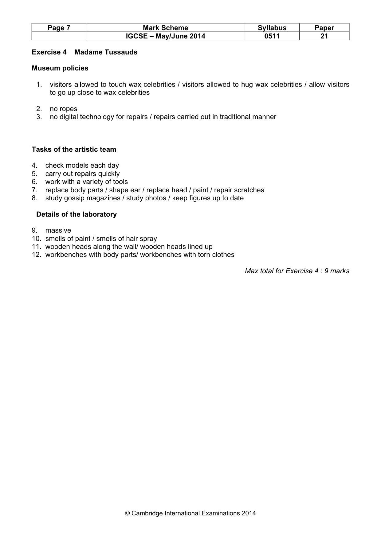 Mark scheme, page 7 of 12