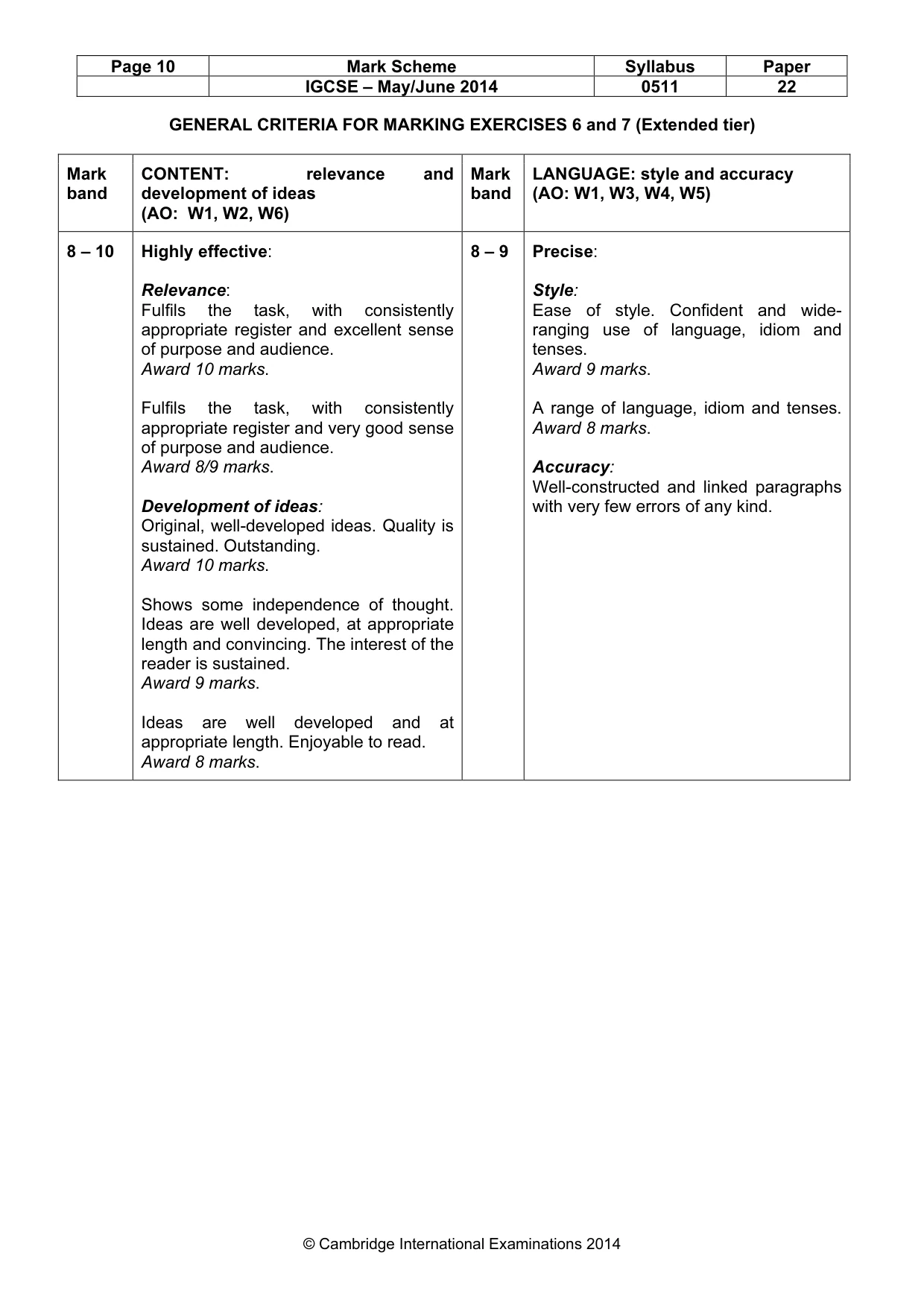 Mark scheme, page 10 of 12