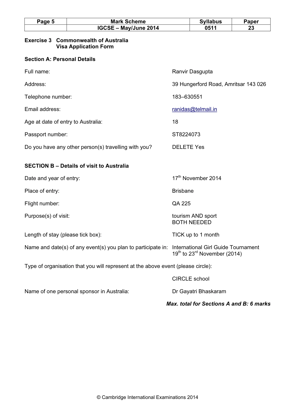 Mark scheme, page 5 of 12