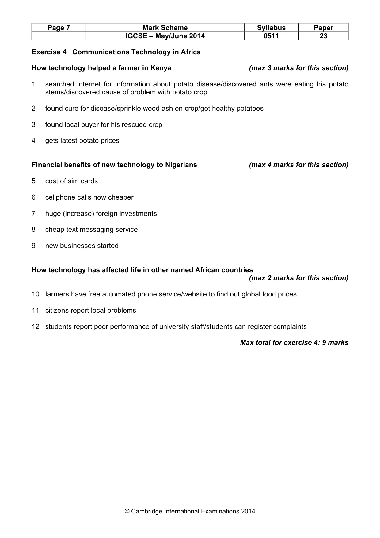 Mark scheme, page 7 of 12