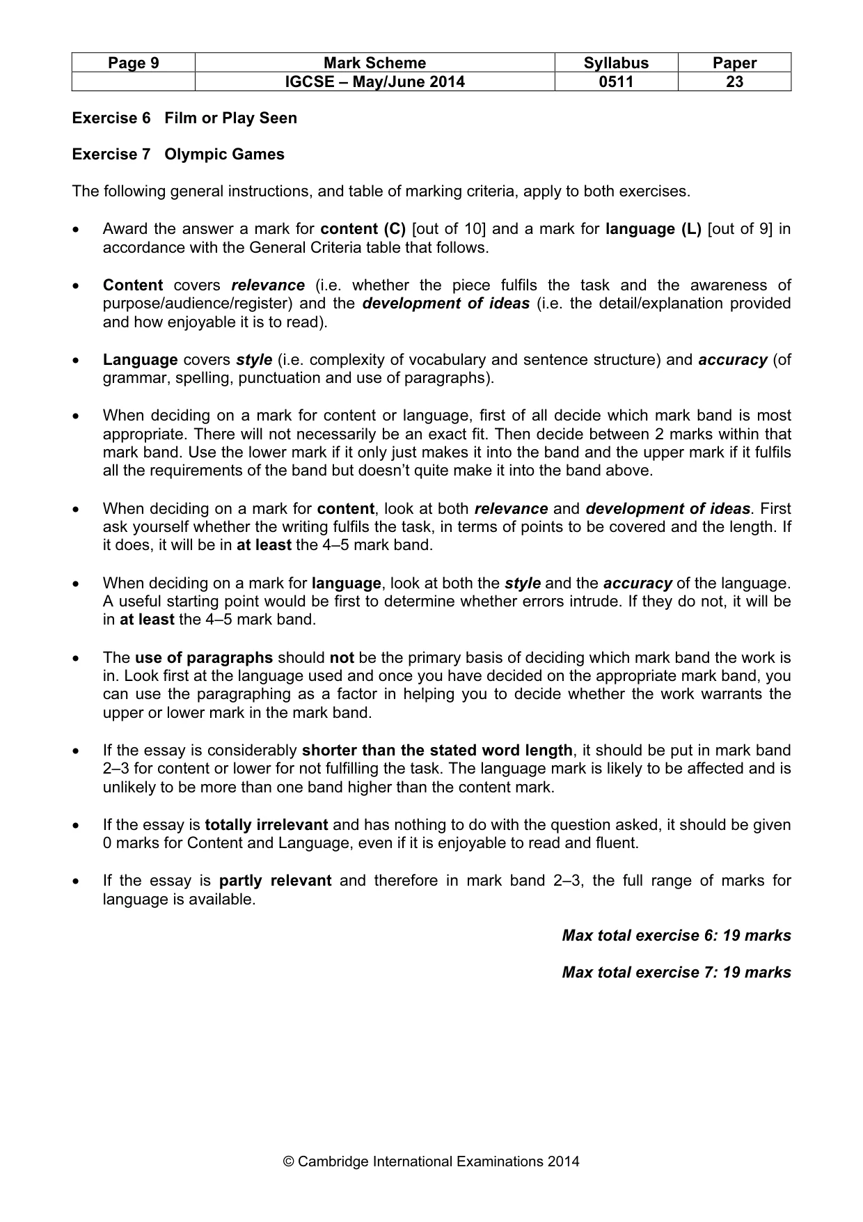 Mark scheme, page 9 of 12