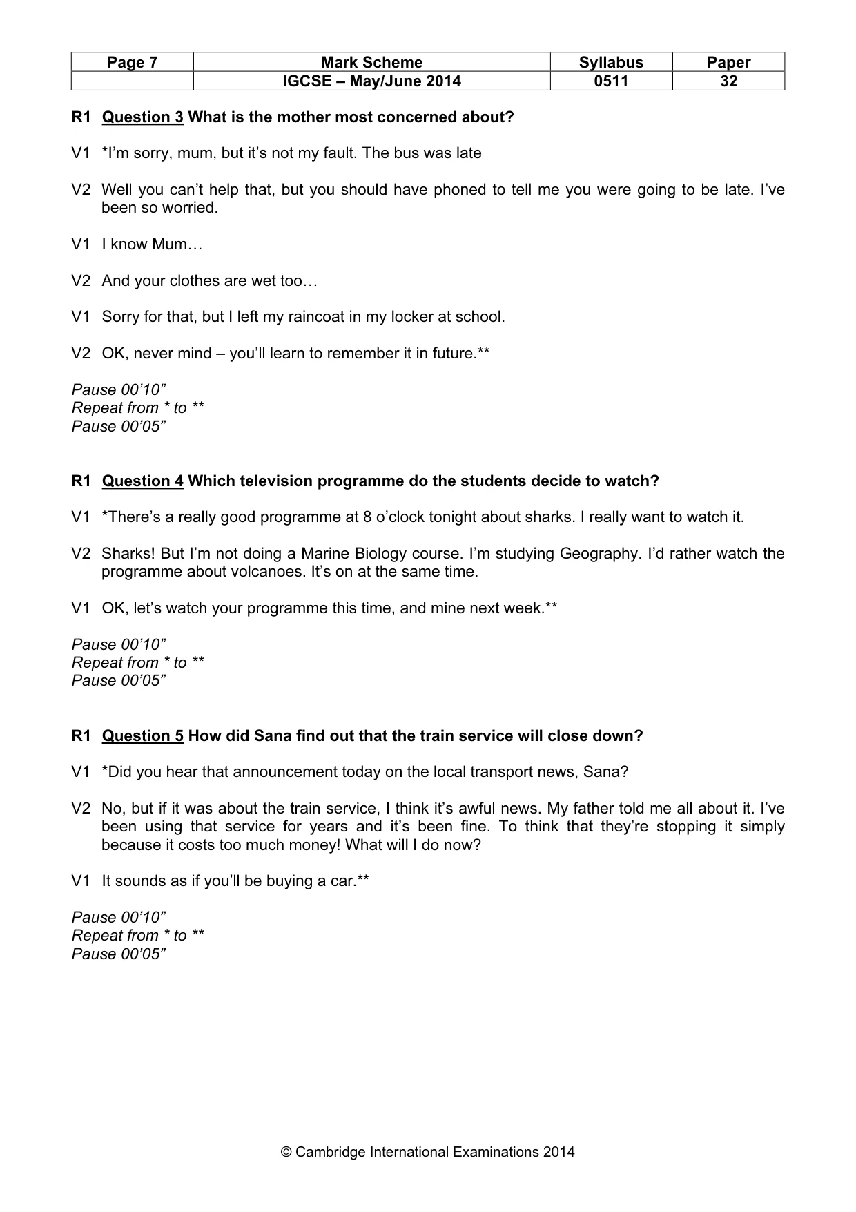 Mark scheme, page 7 of 14