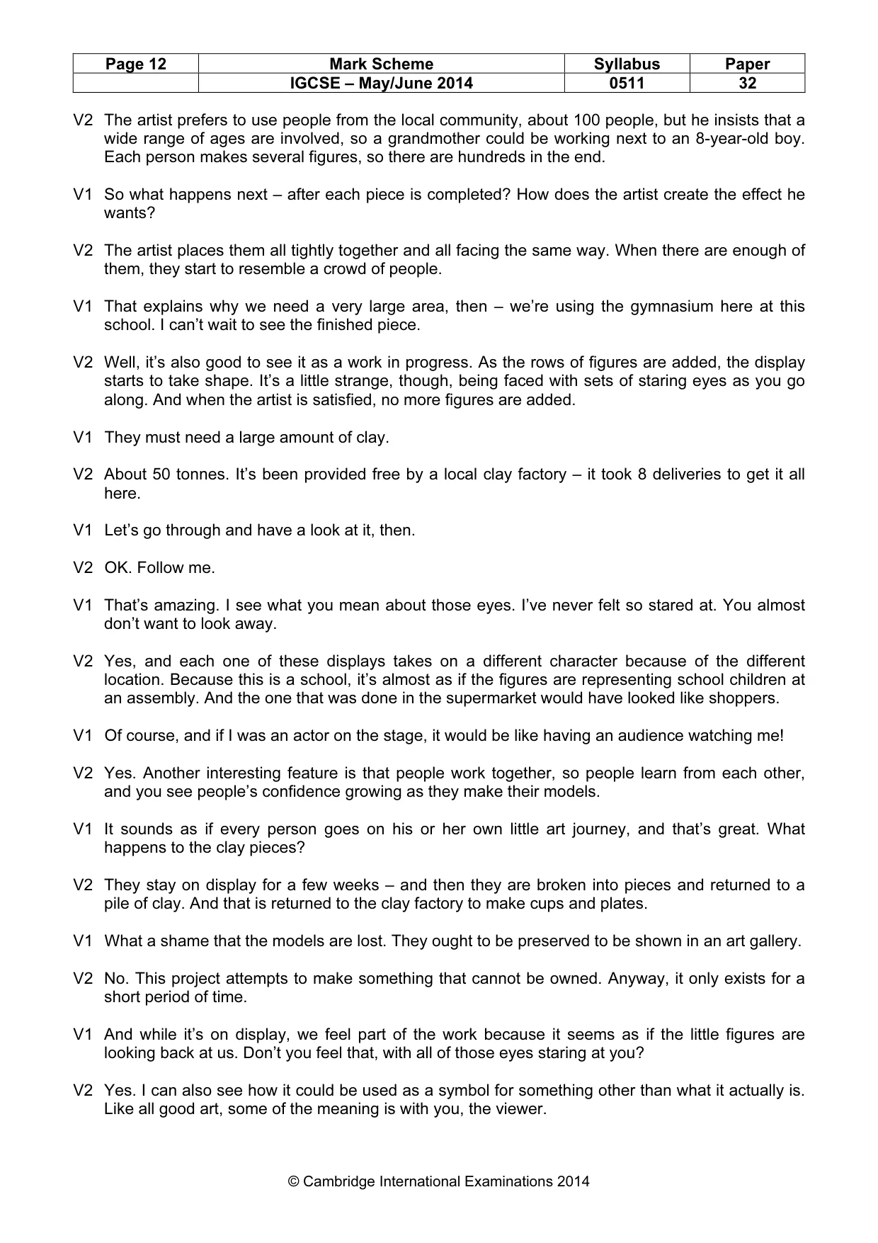 Mark scheme, page 12 of 14