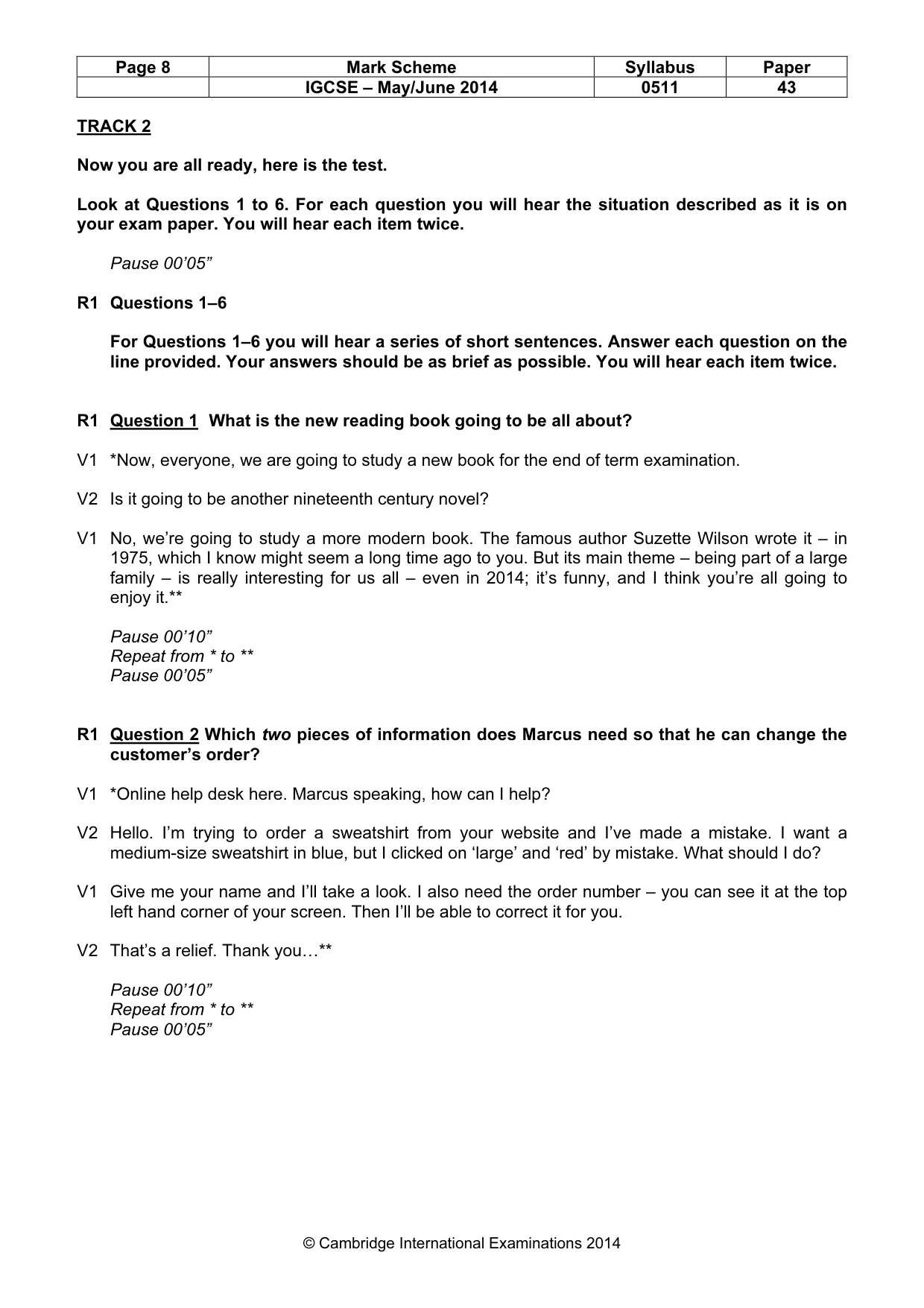 Mark scheme, page 8 of 16
