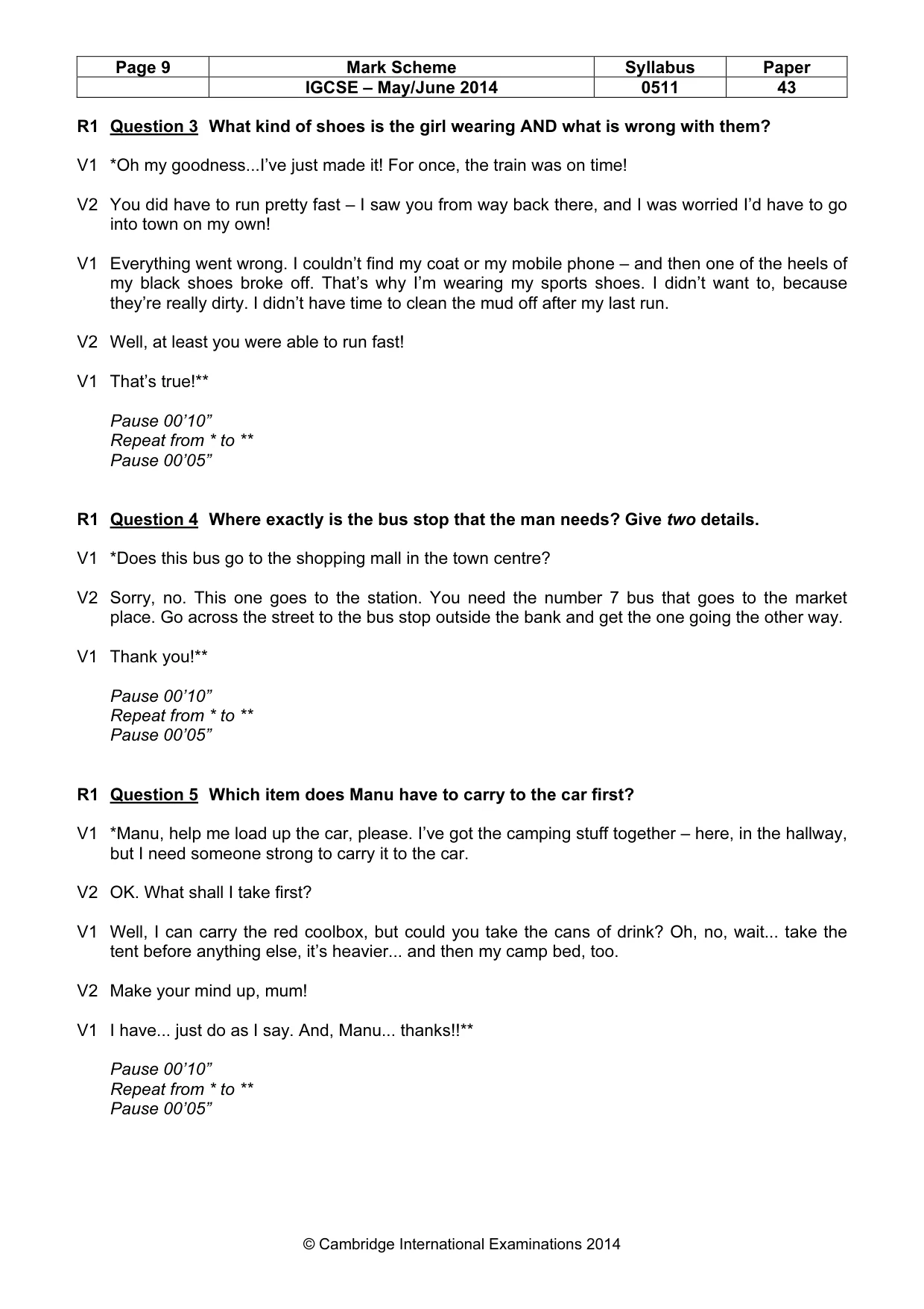 Mark scheme, page 9 of 16