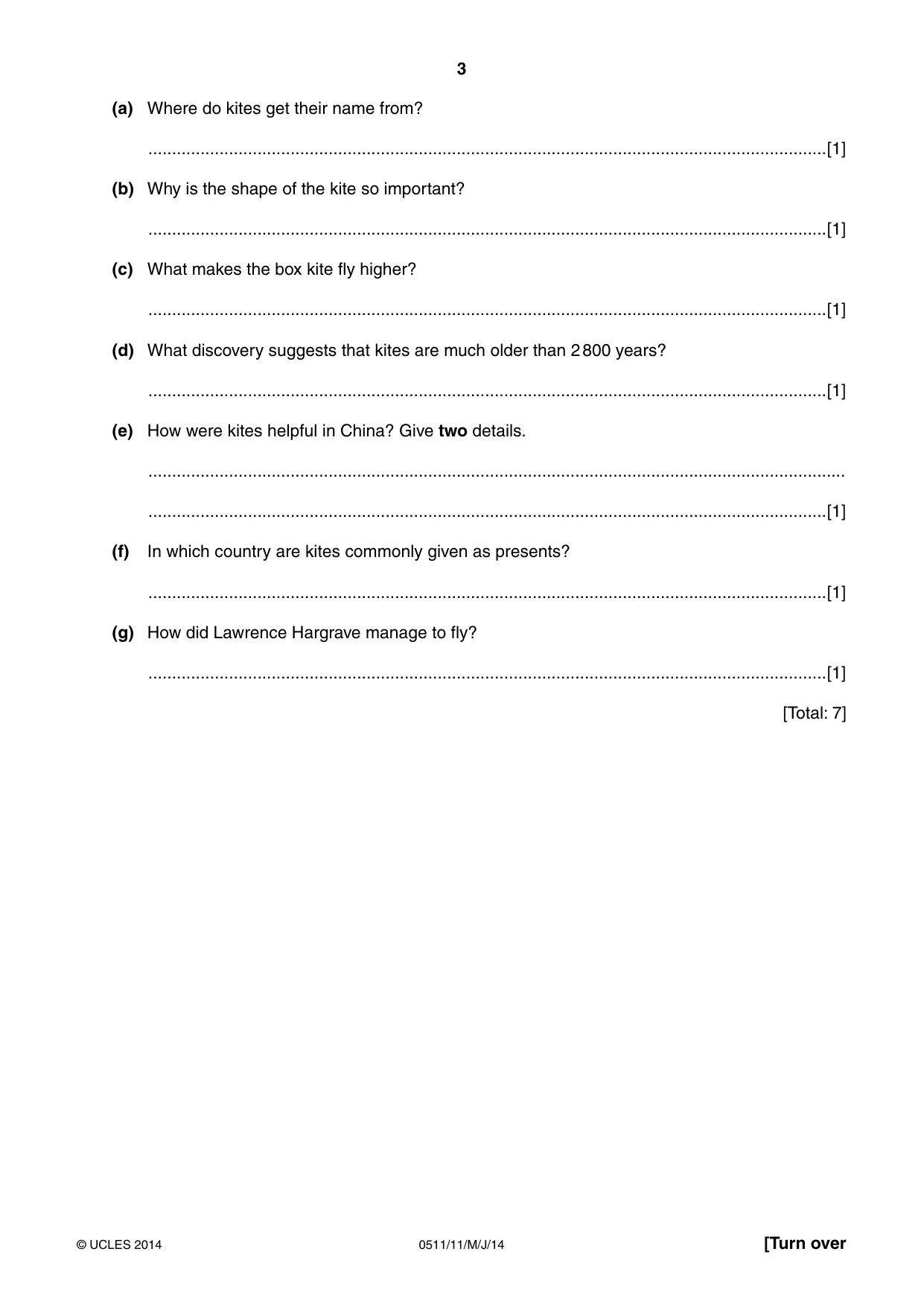 Cambridge IGCSE English - Second Language (count-in oral) 0511 2014 May/June Paper 1 · Variant 1 question paper, page 3 of 16