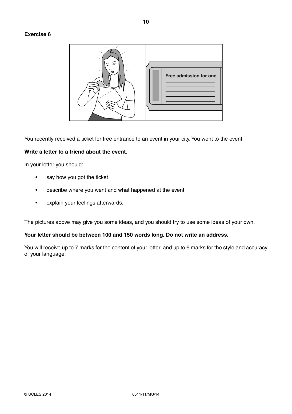 Cambridge IGCSE English - Second Language (count-in oral) 0511 2014 May/June Paper 1 · Variant 1 question paper, page 10 of 16