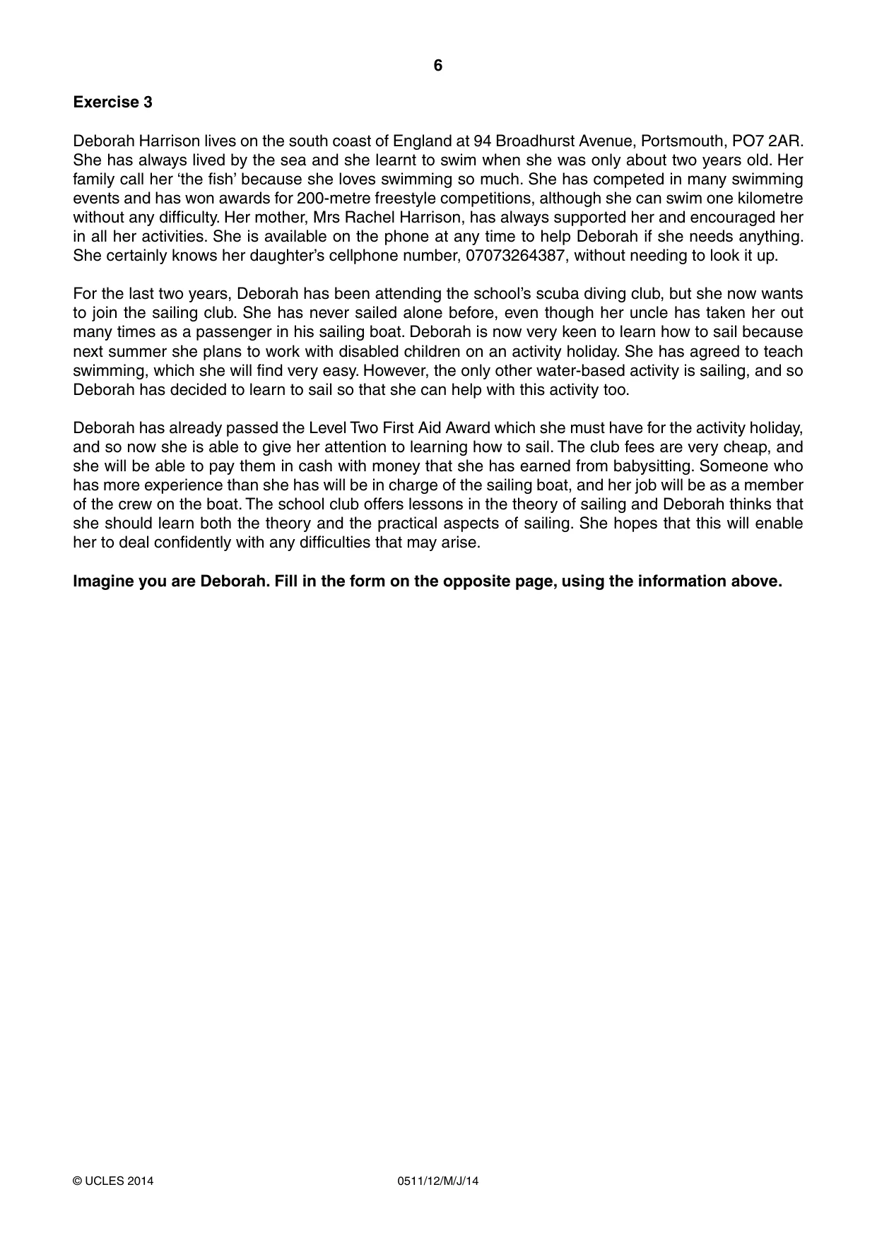 Cambridge IGCSE English - Second Language (count-in oral) 0511 2014 May/June Paper 1 · Variant 2 question paper, page 6 of 16