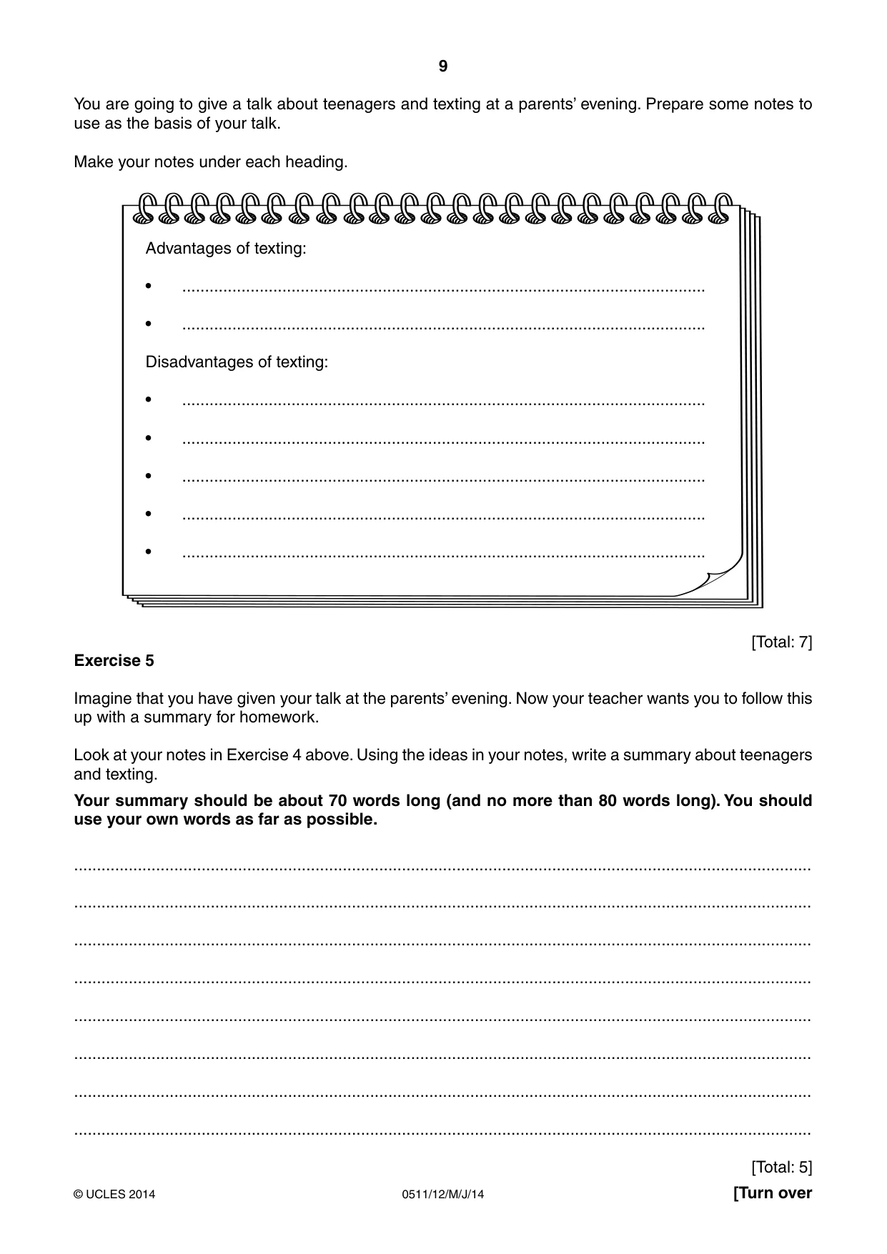 Cambridge IGCSE English - Second Language (count-in oral) 0511 2014 May/June Paper 1 · Variant 2 question paper, page 9 of 16
