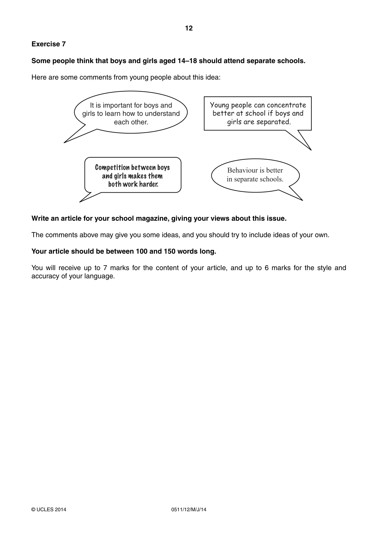 Cambridge IGCSE English - Second Language (count-in oral) 0511 2014 May/June Paper 1 · Variant 2 question paper, page 12 of 16