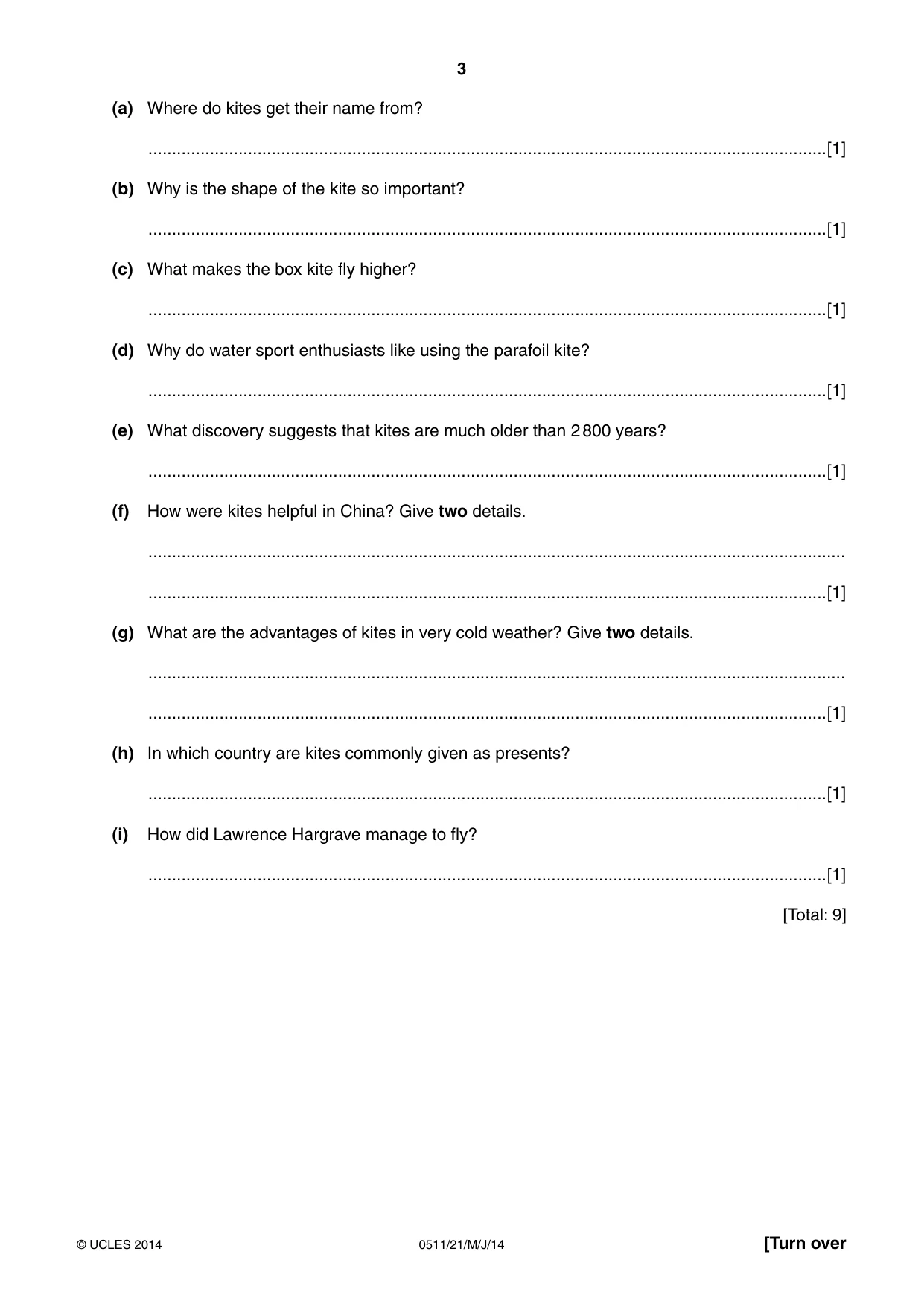 Cambridge IGCSE English - Second Language (count-in oral) 0511 2014 May/June Paper 2 · Variant 1 question paper, page 3 of 16