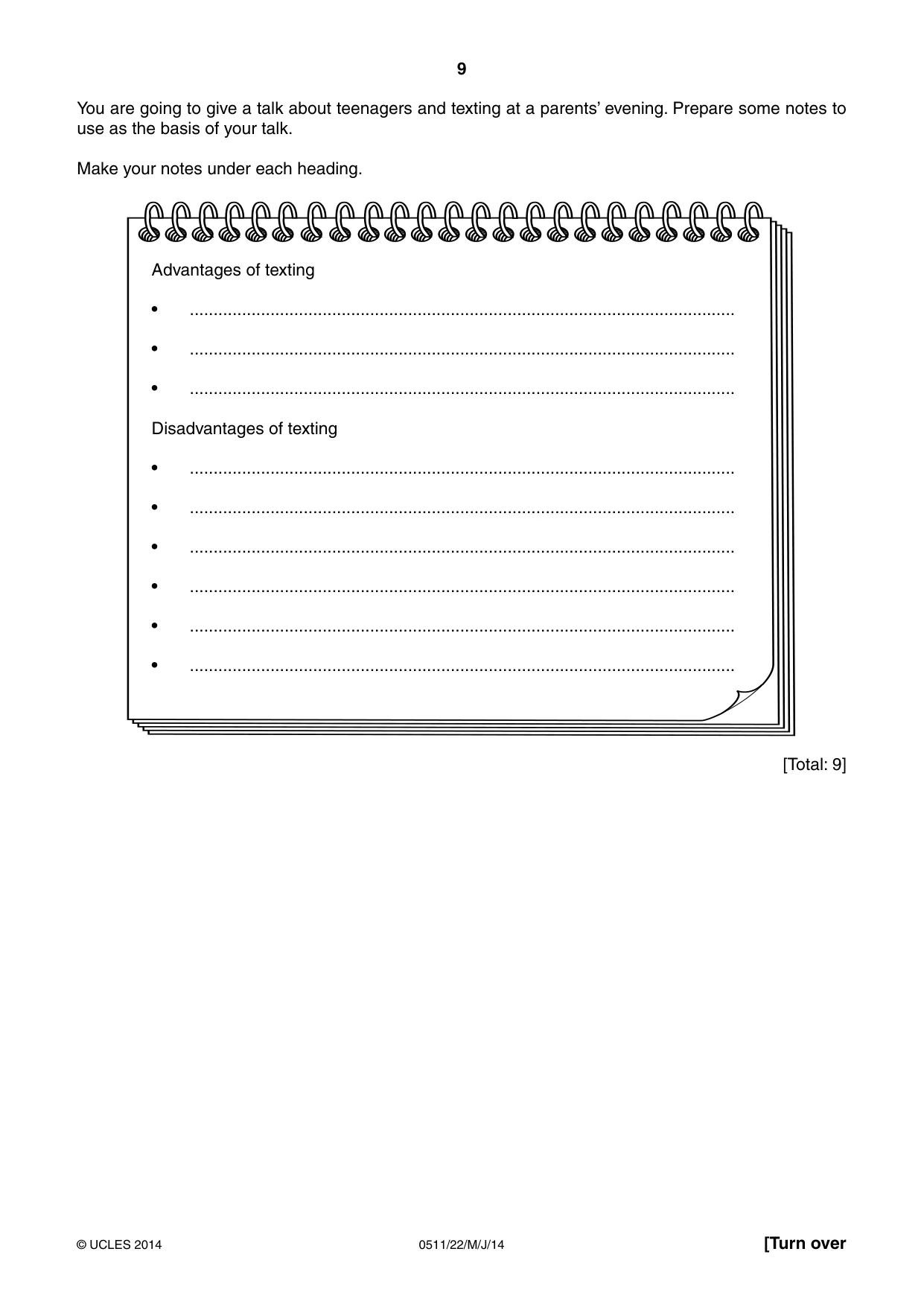 Cambridge IGCSE English - Second Language (count-in oral) 0511 2014 May/June Paper 2 · Variant 2 question paper, page 9 of 16