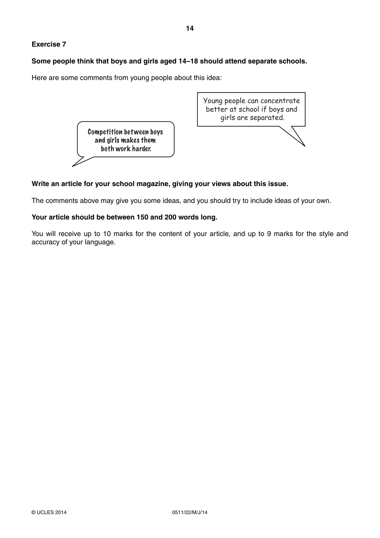 Cambridge IGCSE English - Second Language (count-in oral) 0511 2014 May/June Paper 2 · Variant 2 question paper, page 14 of 16