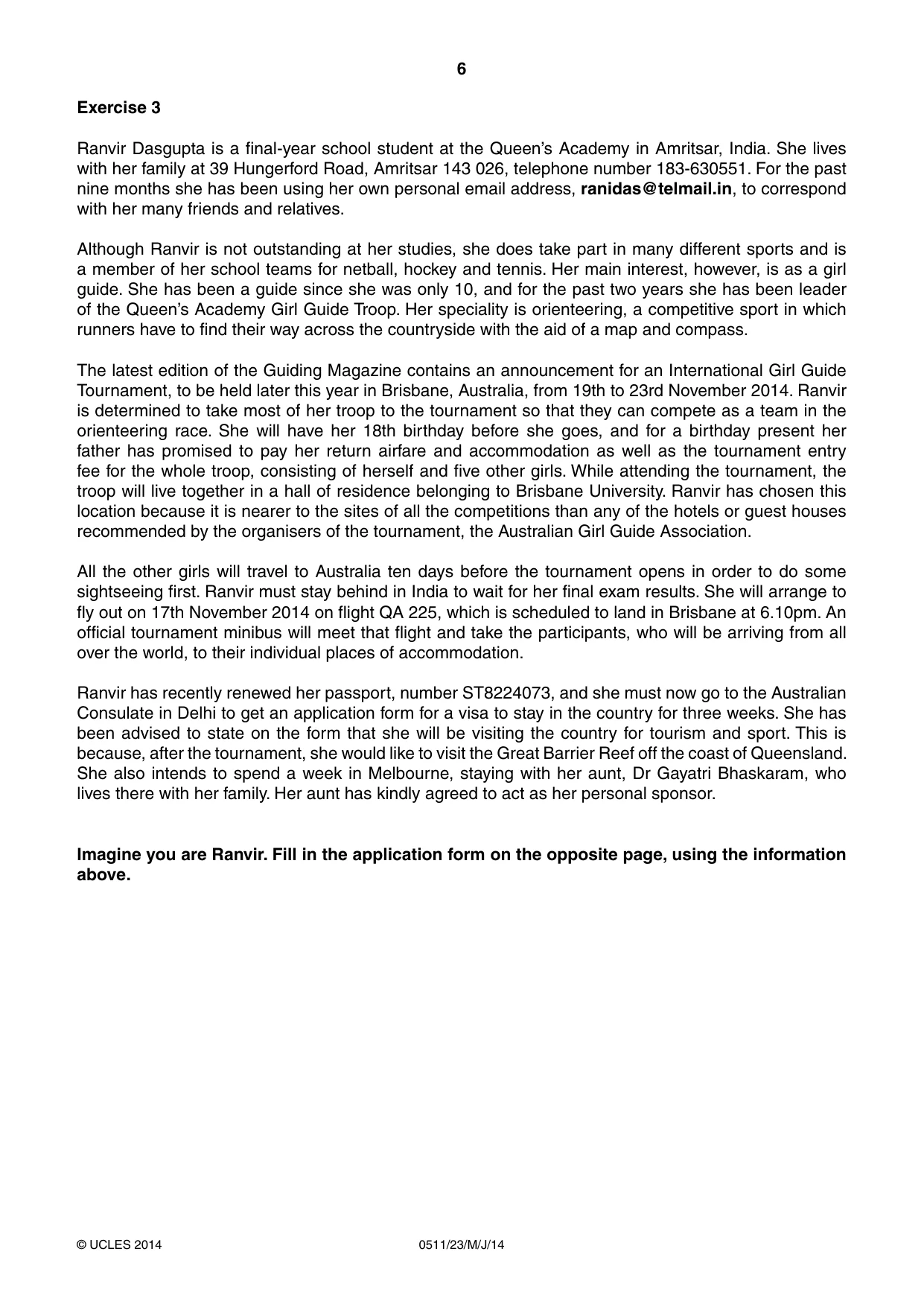 Cambridge IGCSE English - Second Language (count-in oral) 0511 2014 May/June Paper 2 · Variant 3 question paper, page 6 of 16