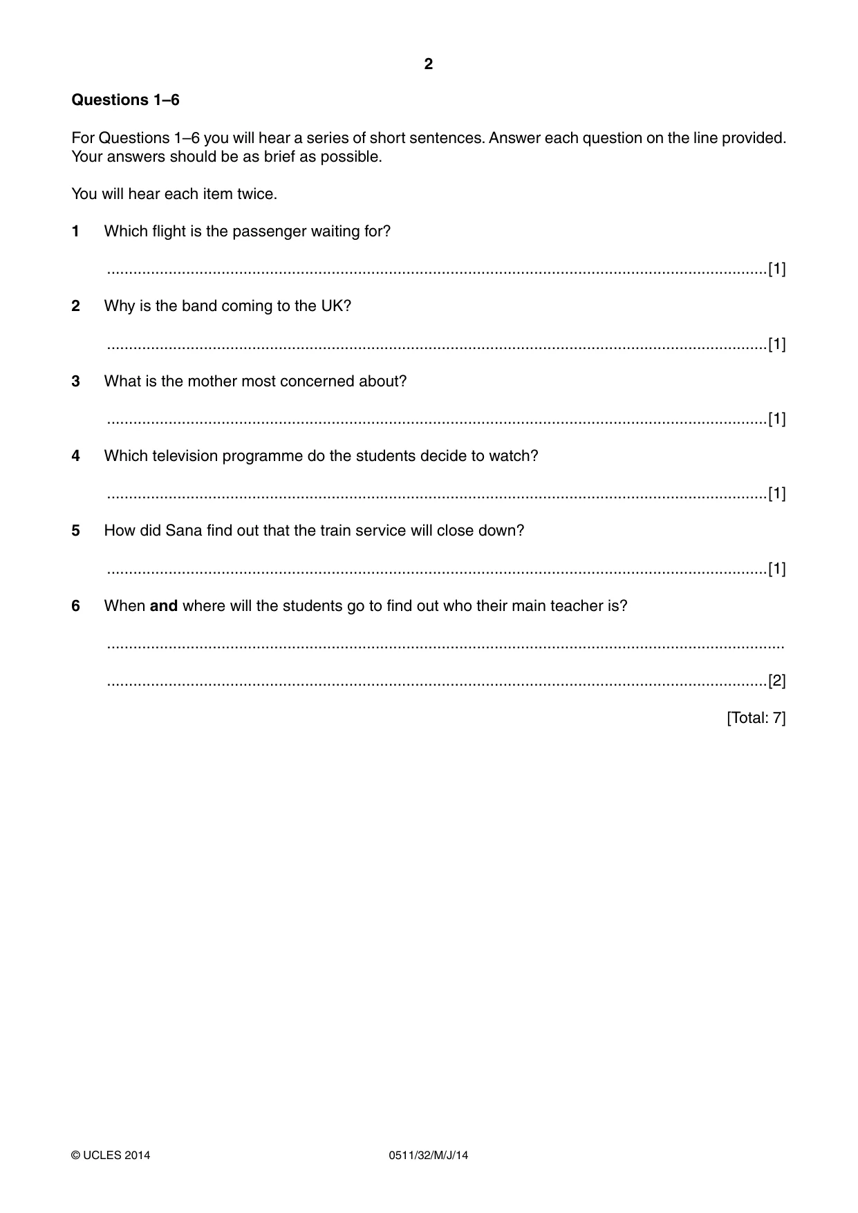 Cambridge IGCSE English - Second Language (count-in oral) 0511 2014 May/June Paper 3 · Variant 2 question paper, page 2 of 8