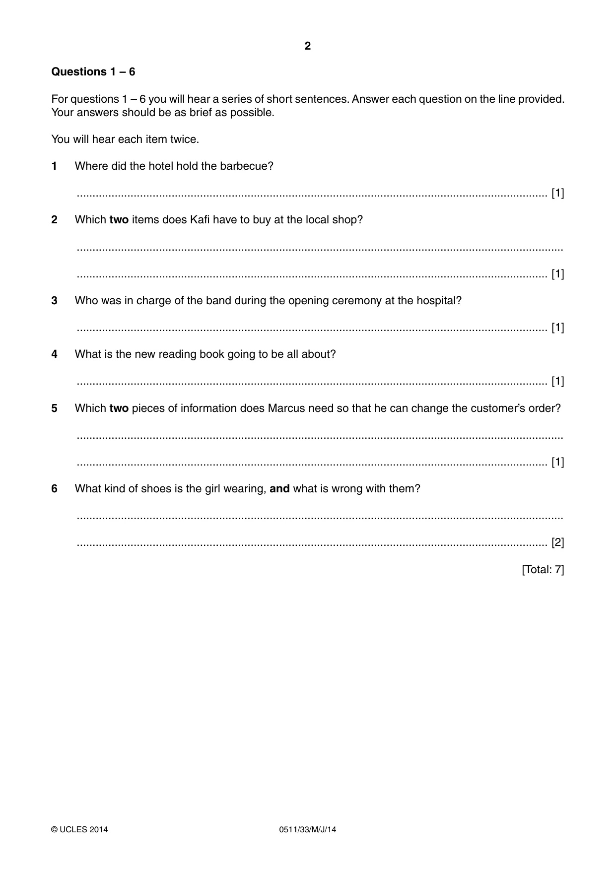 Cambridge IGCSE English - Second Language (count-in oral) 0511 2014 May/June Paper 3 · Variant 3 question paper, page 2 of 8