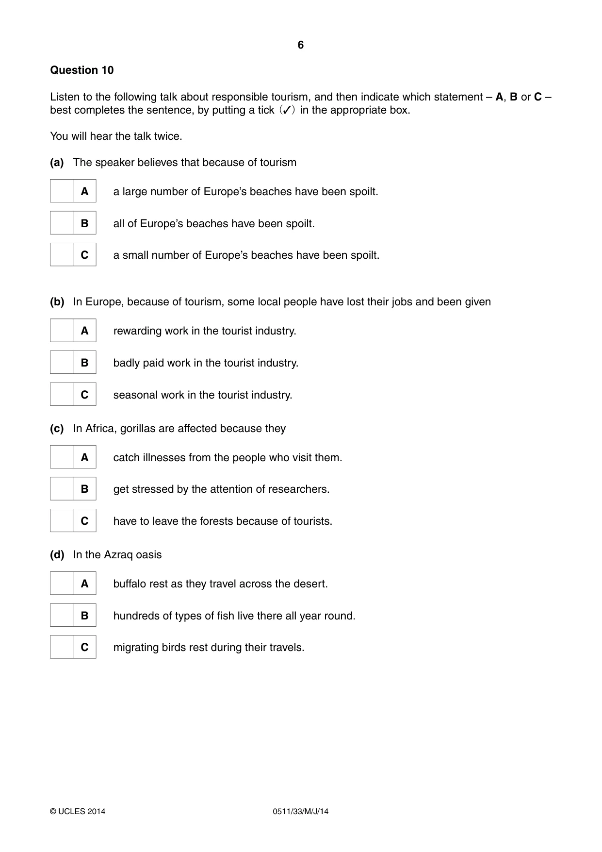 Cambridge IGCSE English - Second Language (count-in oral) 0511 2014 May/June Paper 3 · Variant 3 question paper, page 6 of 8