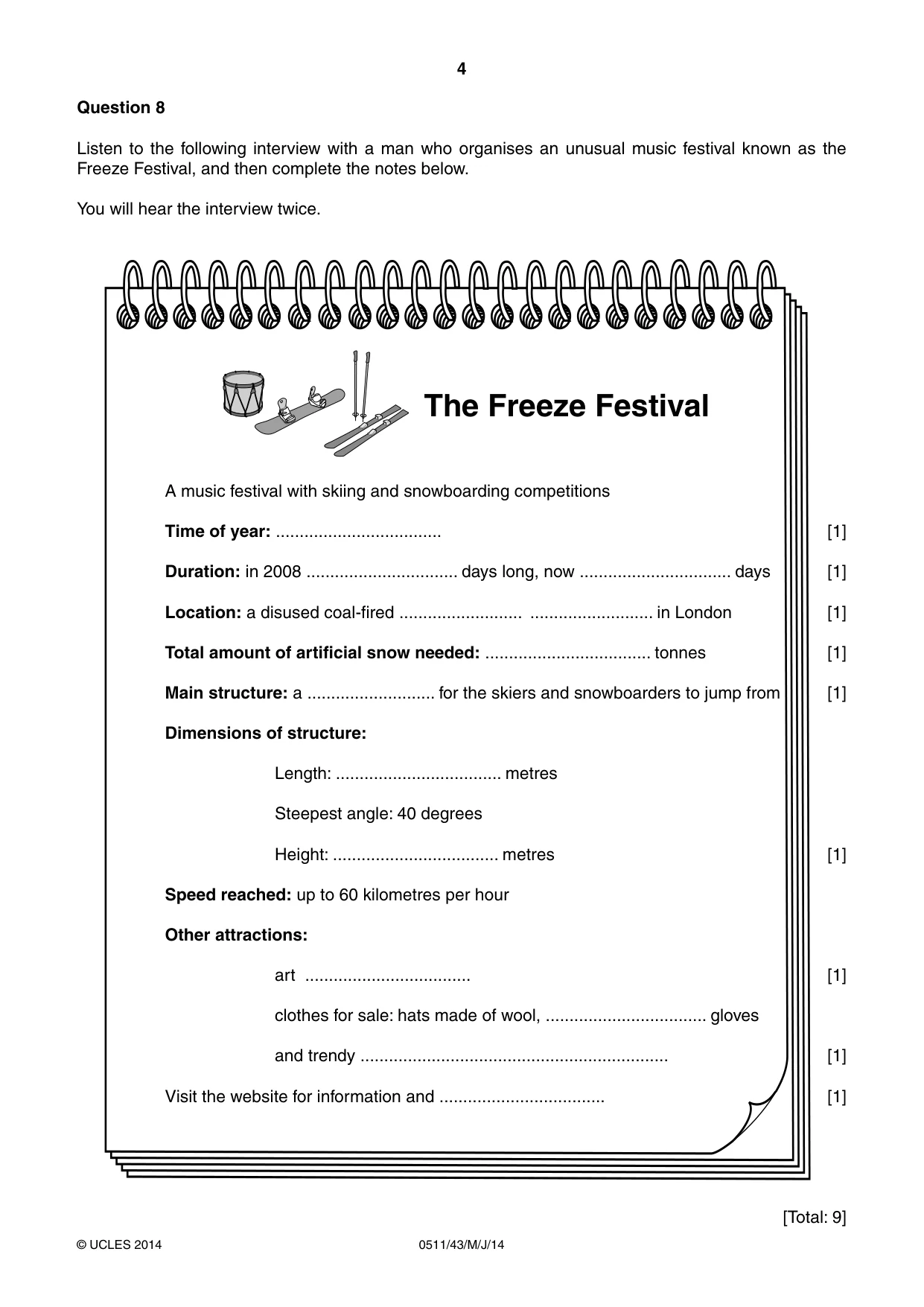 Cambridge IGCSE English - Second Language (count-in oral) 0511 2014 May/June Paper 4 · Variant 3 question paper, page 4 of 8