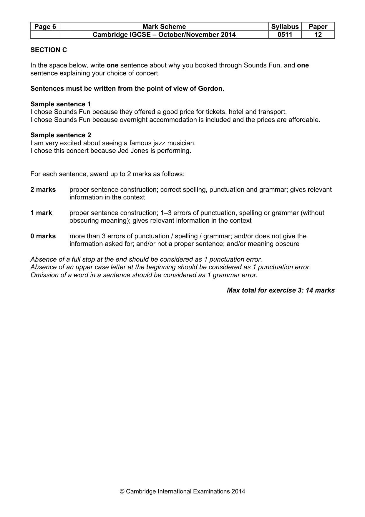 Mark scheme, page 6 of 11