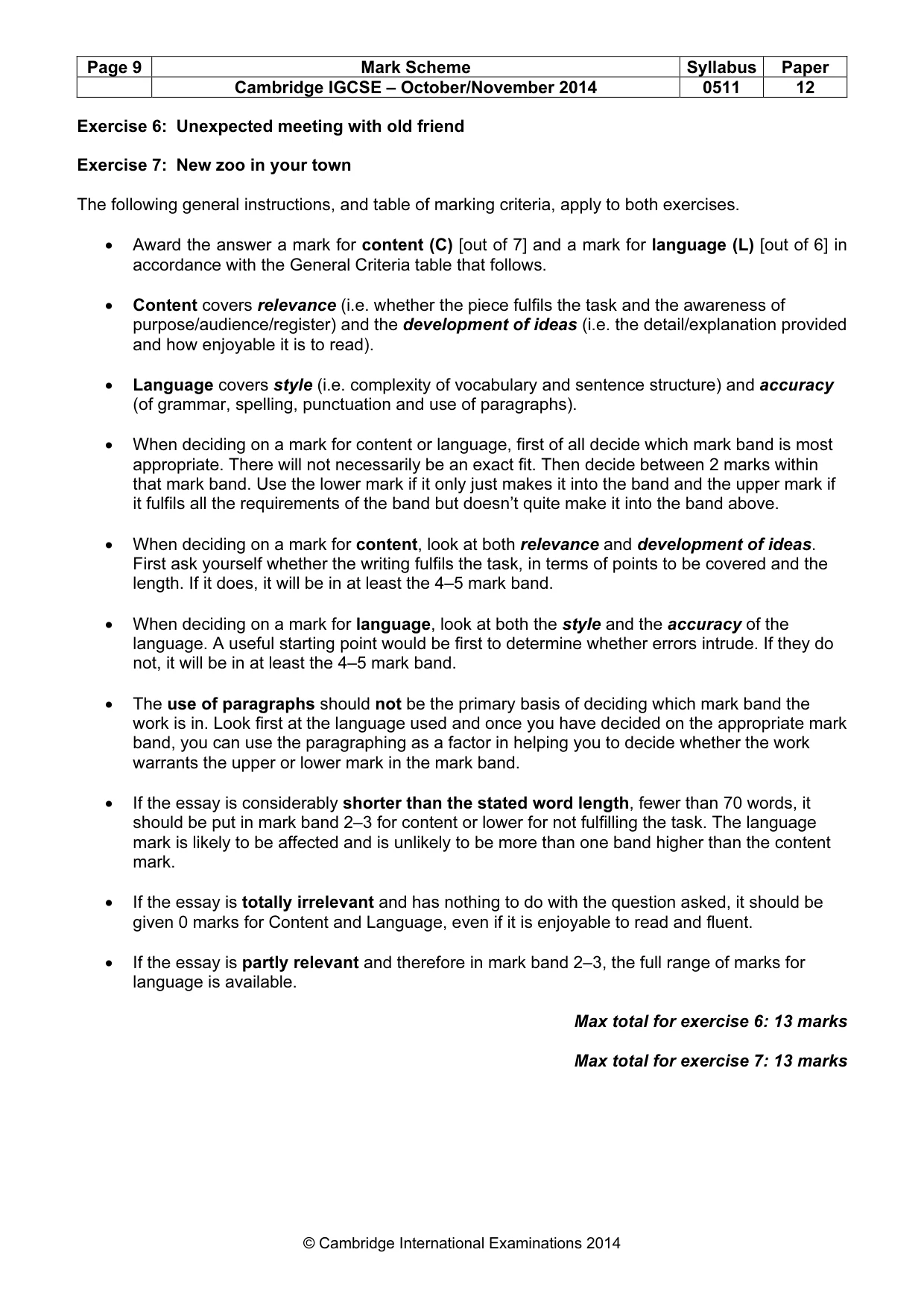 Mark scheme, page 9 of 11