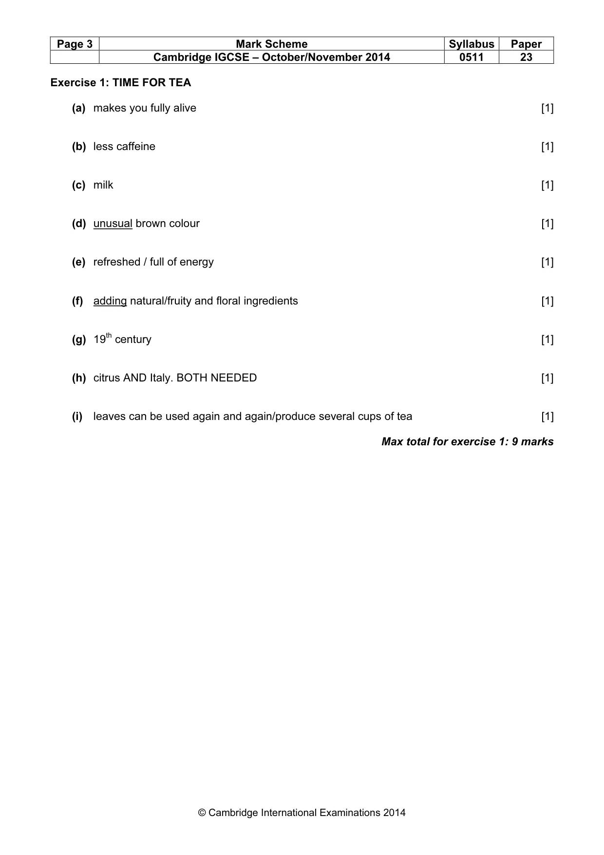 Mark scheme, page 3 of 11