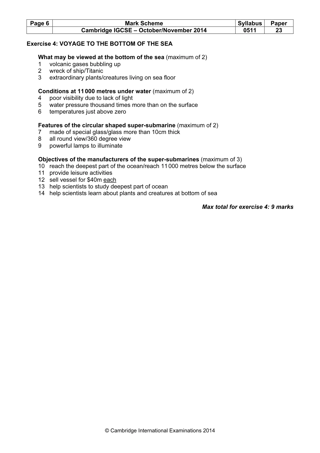 Mark scheme, page 6 of 11
