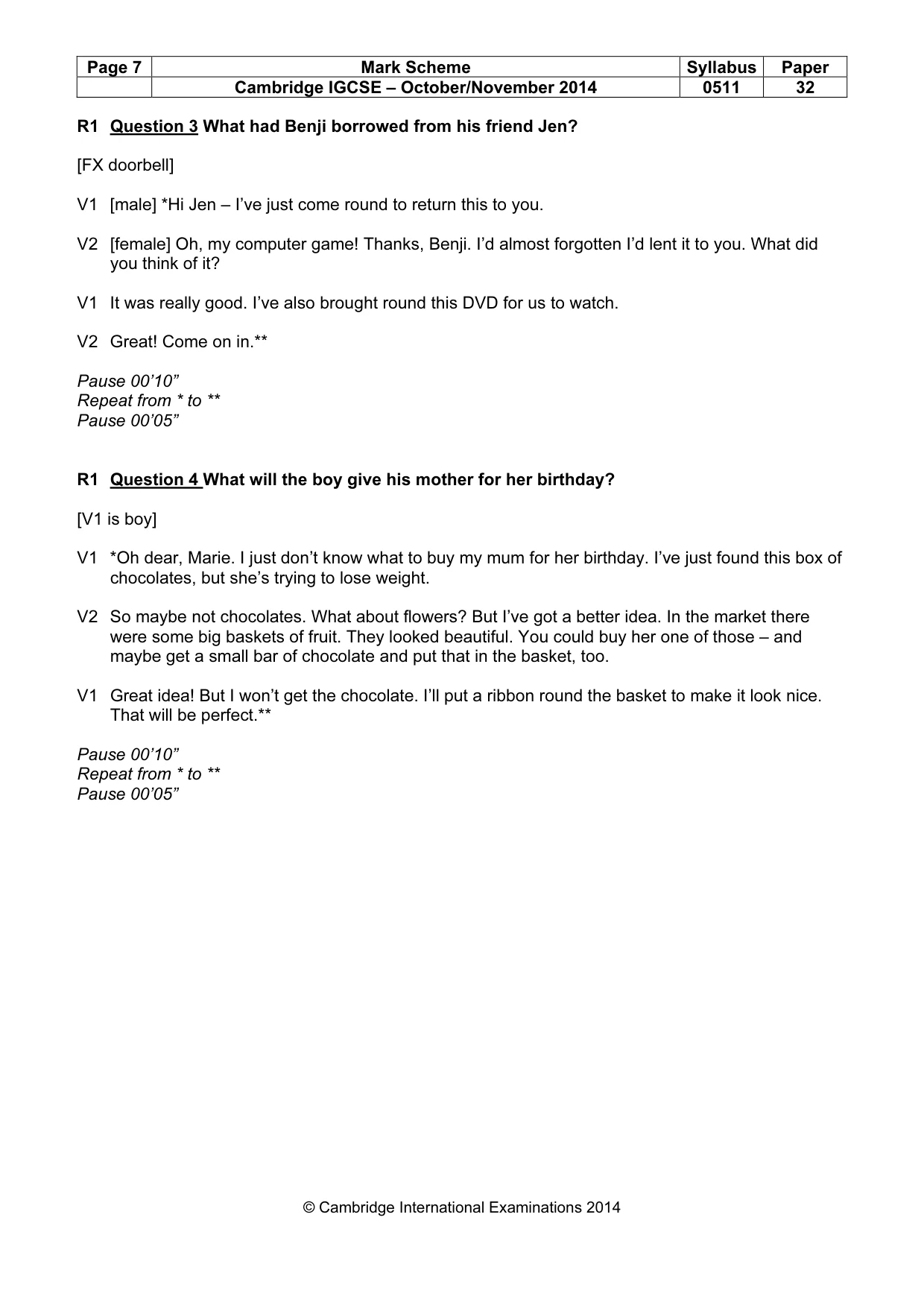 Mark scheme, page 7 of 16