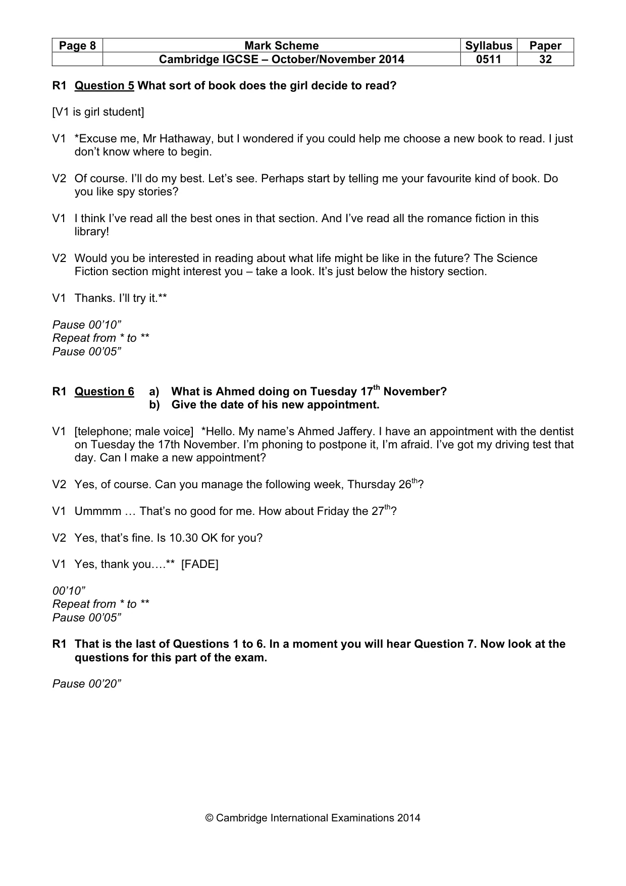 Mark scheme, page 8 of 16