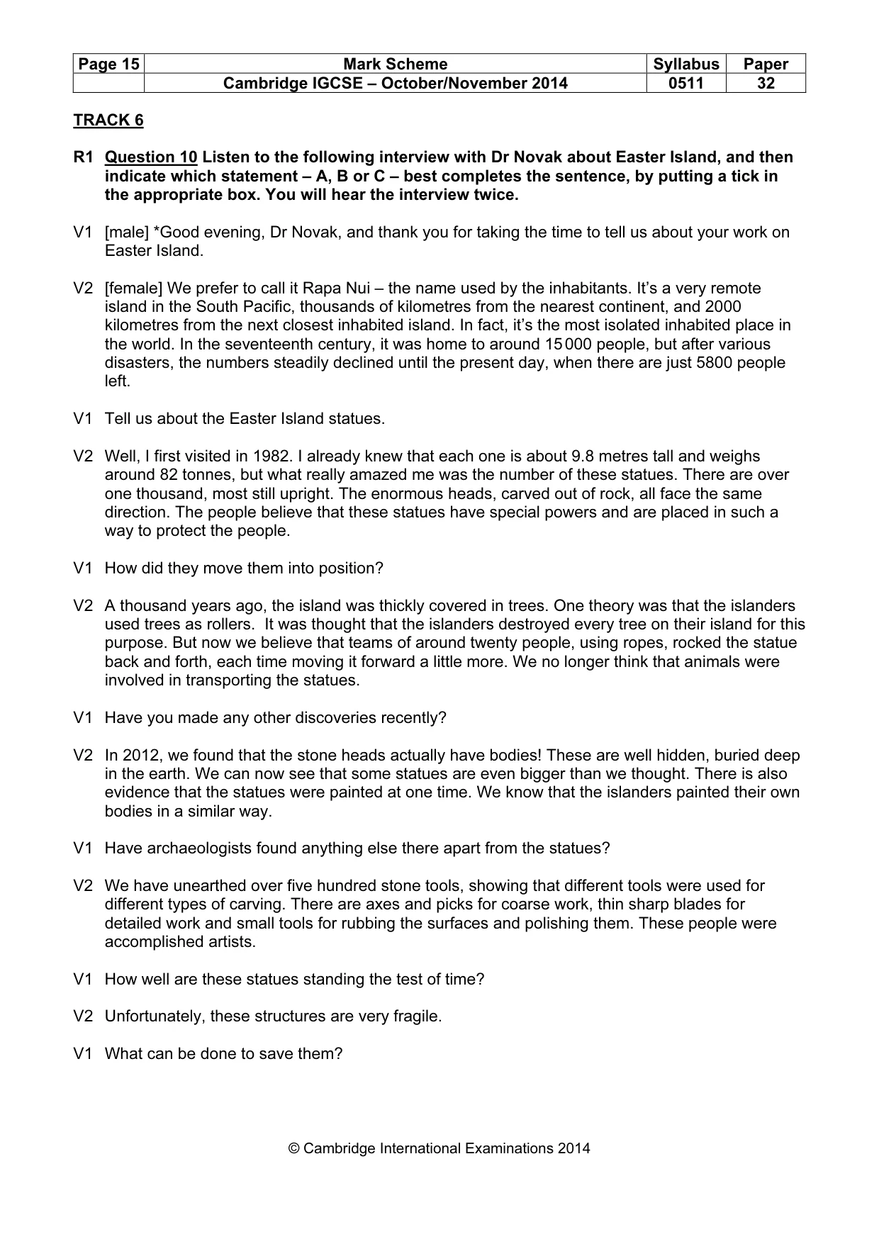 Mark scheme, page 15 of 16