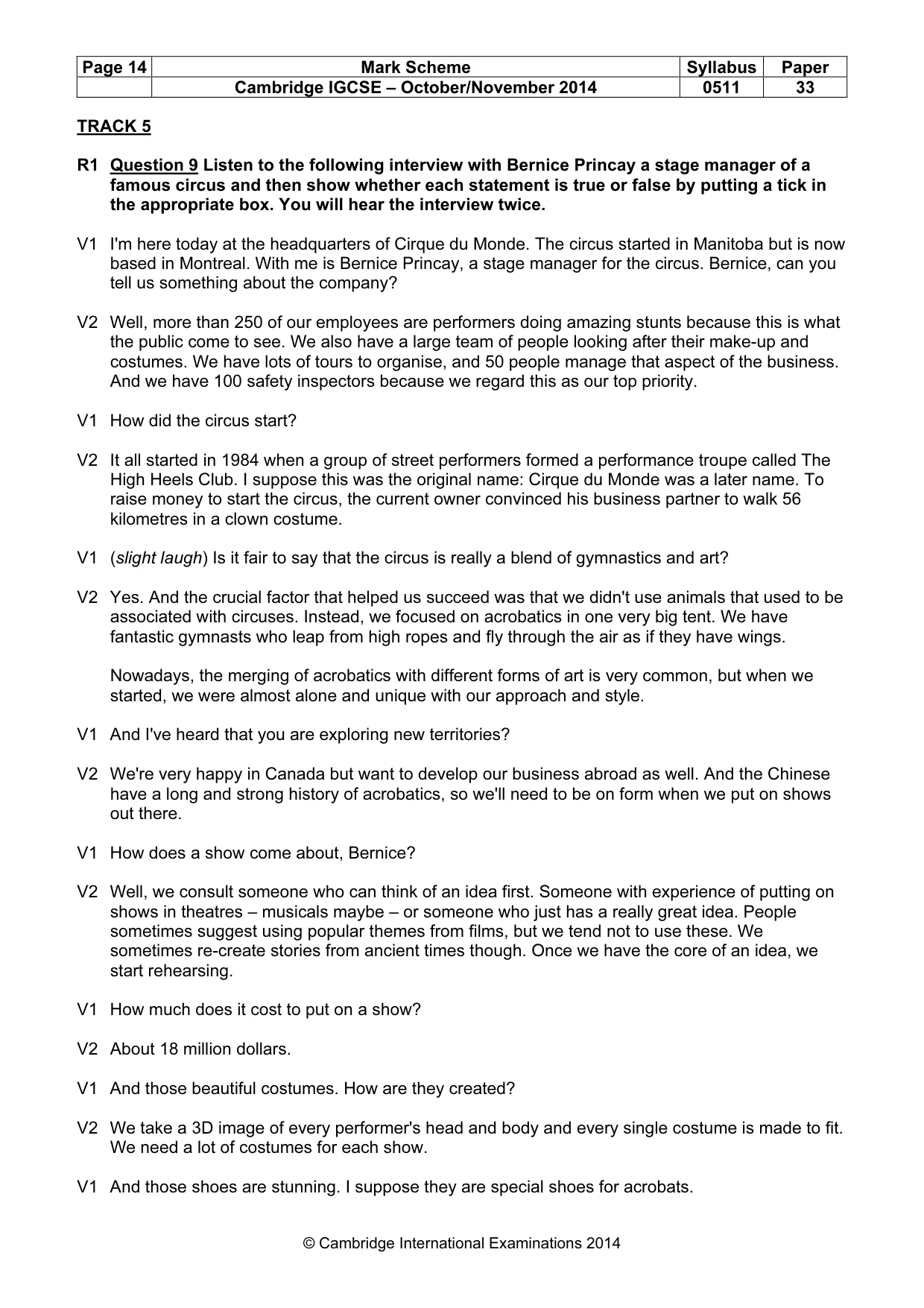 Mark scheme, page 14 of 17