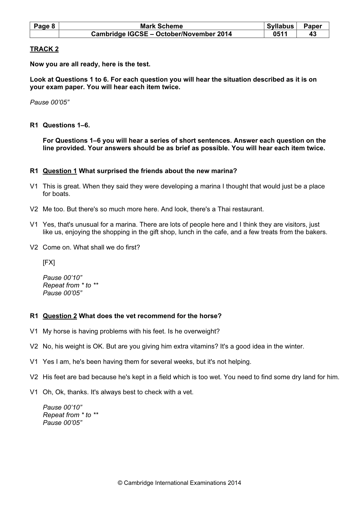 Mark scheme, page 8 of 15