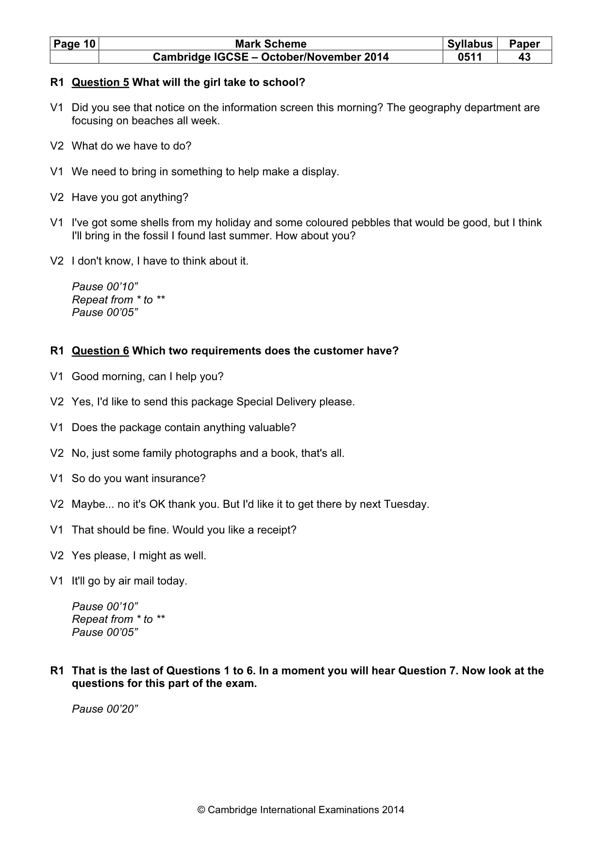 Mark scheme, page 10 of 15