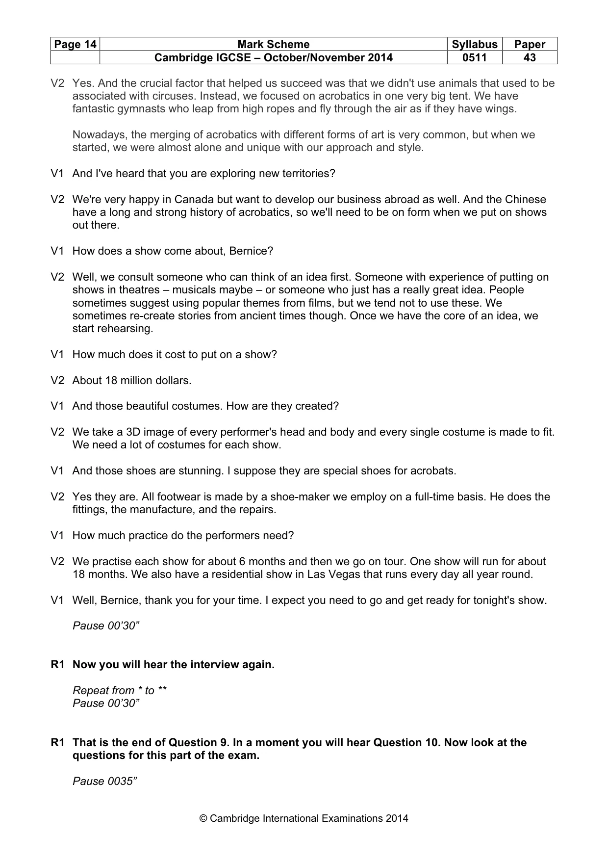 Mark scheme, page 14 of 15