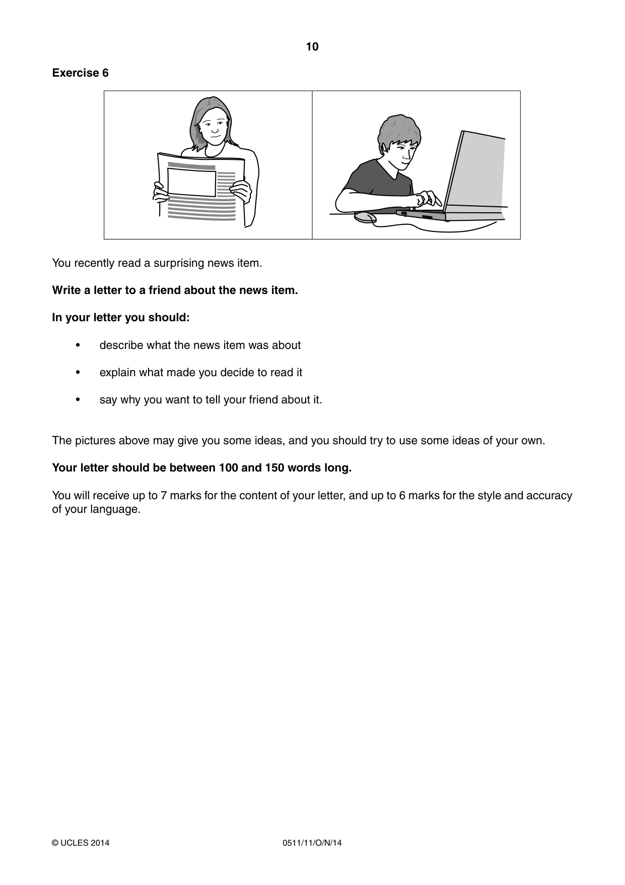 Cambridge IGCSE English - Second Language (count-in oral) 0511 2014 Oct/Nov Paper 1 · Variant 1 question paper, page 10 of 16