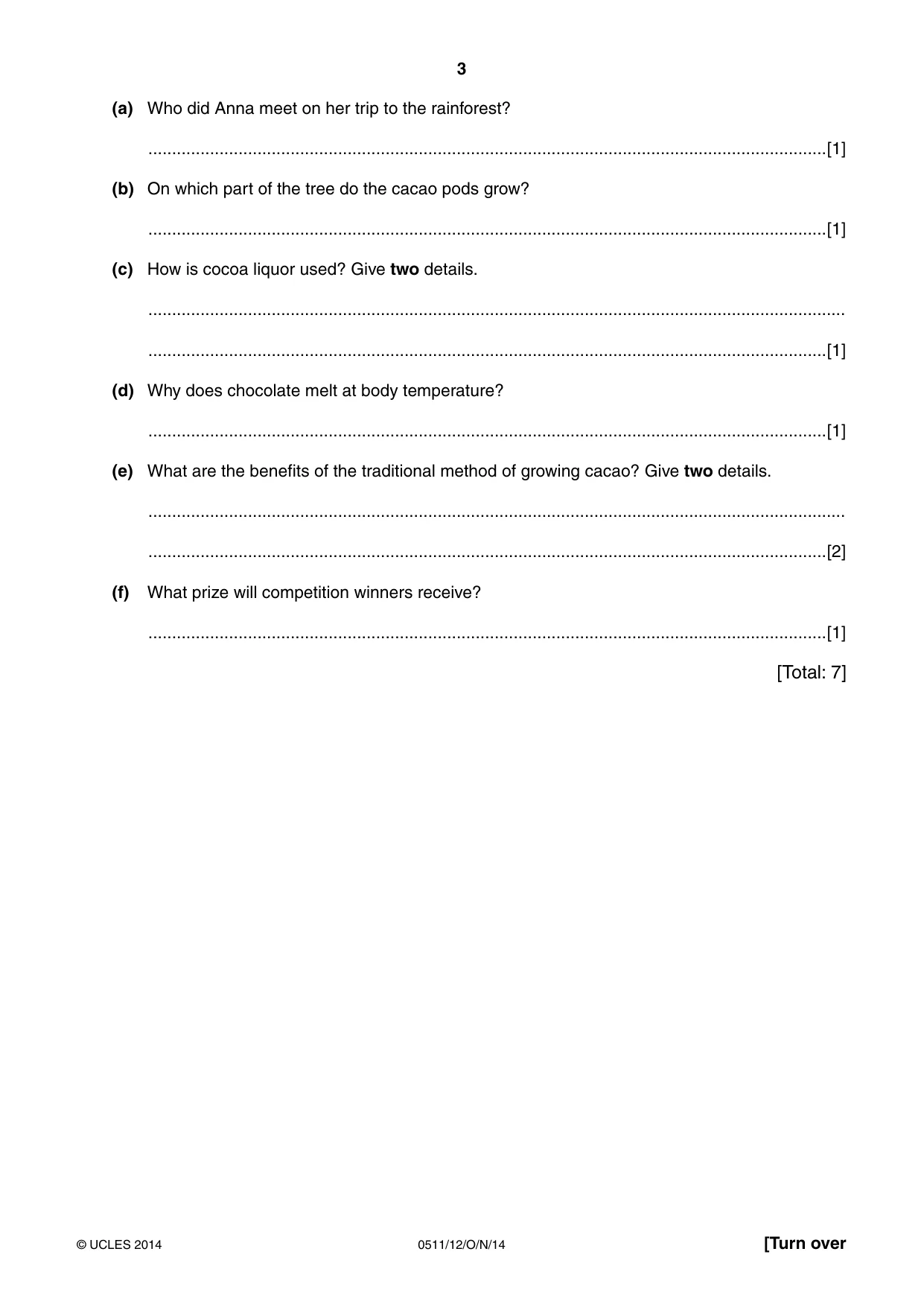 Cambridge IGCSE English - Second Language (count-in oral) 0511 2014 Oct/Nov Paper 1 · Variant 2 question paper, page 3 of 16