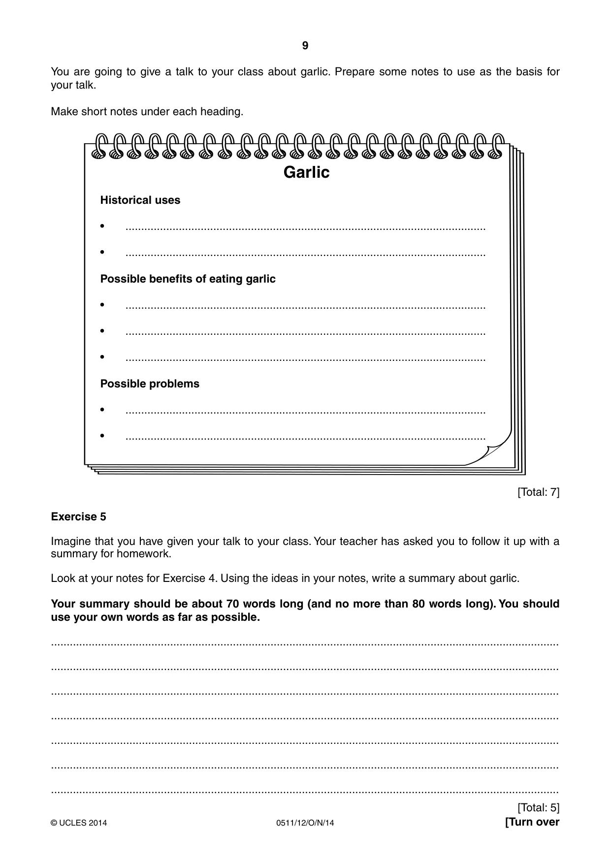 Cambridge IGCSE English - Second Language (count-in oral) 0511 2014 Oct/Nov Paper 1 · Variant 2 question paper, page 9 of 16