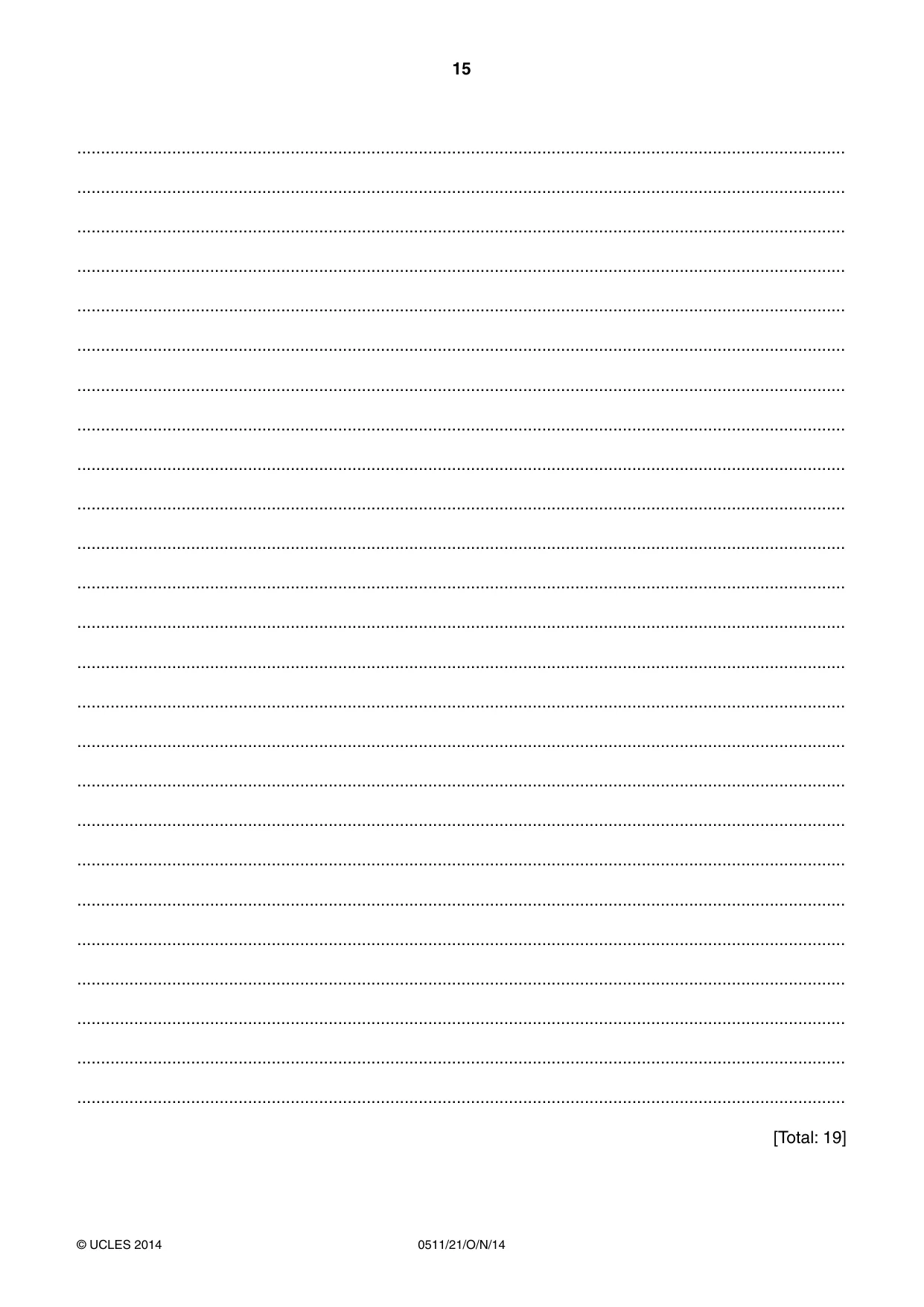 Cambridge IGCSE English - Second Language (count-in oral) 0511 2014 Oct/Nov Paper 2 · Variant 1 question paper, page 15 of 16