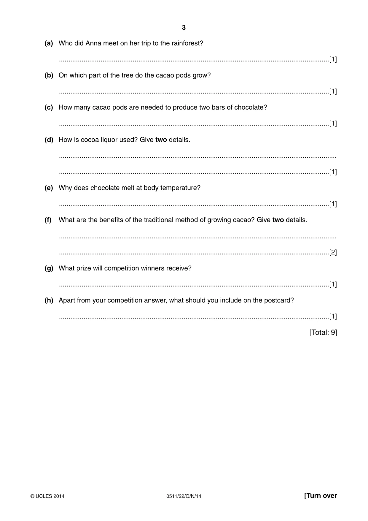 Cambridge IGCSE English - Second Language (count-in oral) 0511 2014 Oct/Nov Paper 2 · Variant 2 question paper, page 3 of 16