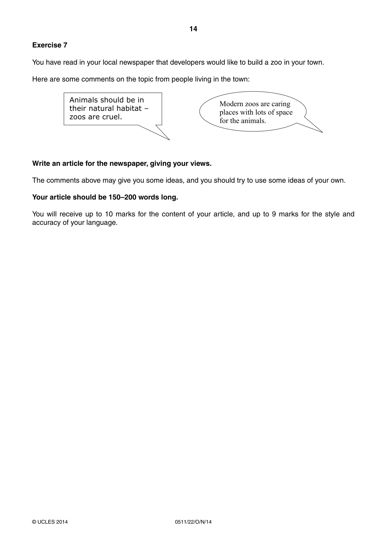 Cambridge IGCSE English - Second Language (count-in oral) 0511 2014 Oct/Nov Paper 2 · Variant 2 question paper, page 14 of 16
