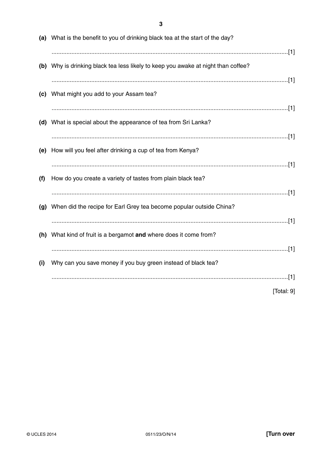 Cambridge IGCSE English - Second Language (count-in oral) 0511 2014 Oct/Nov Paper 2 · Variant 3 question paper, page 3 of 16
