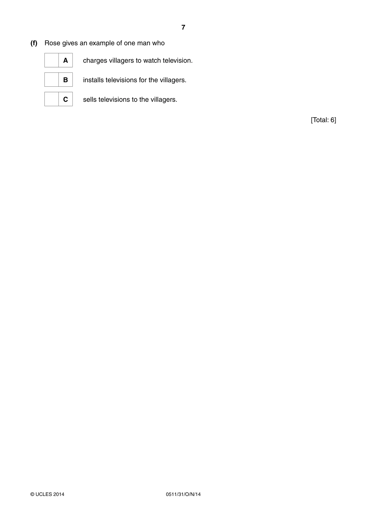 Cambridge IGCSE English - Second Language (count-in oral) 0511 2014 Oct/Nov Paper 3 · Variant 1 question paper, page 7 of 8