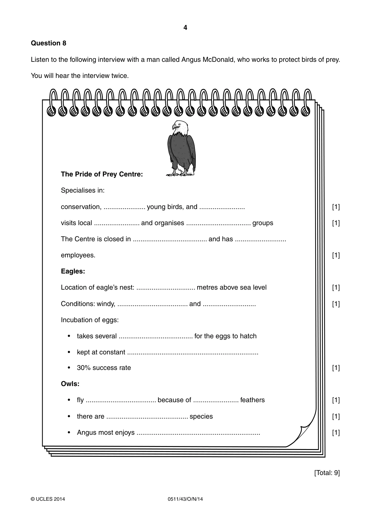 Cambridge IGCSE English - Second Language (count-in oral) 0511 2014 Oct/Nov Paper 4 · Variant 3 question paper, page 4 of 8