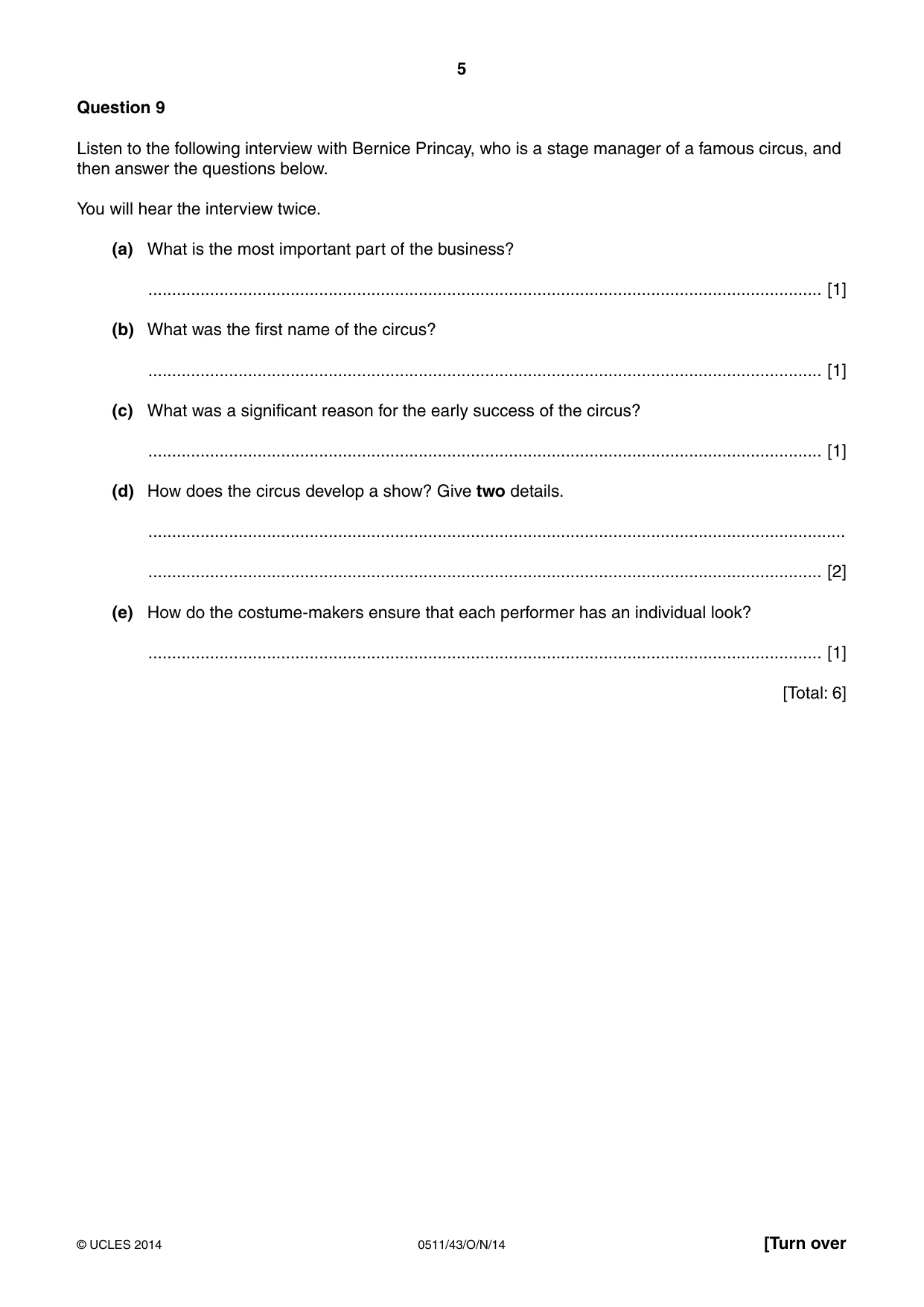 Cambridge IGCSE English - Second Language (count-in oral) 0511 2014 Oct/Nov Paper 4 · Variant 3 question paper, page 5 of 8